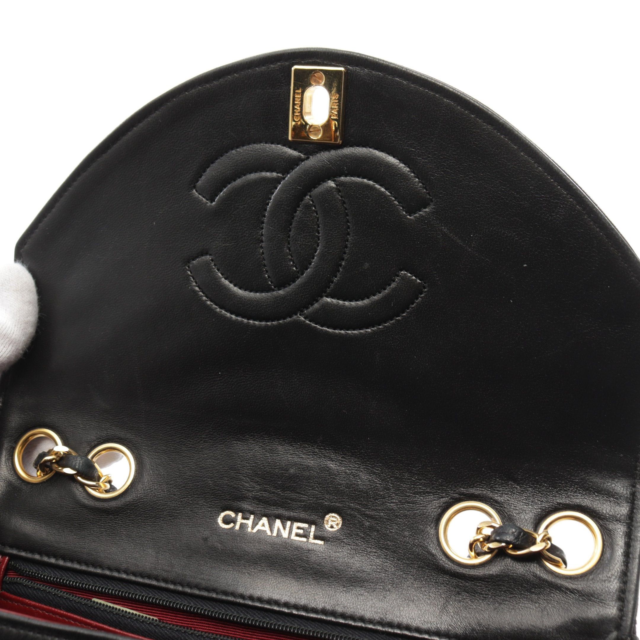 Chanel Chanel Mademoiselle Double Chain Shoulder Bag Lambskin Black Gold Hardware Size ONE SIZE - 7 Thumbnail