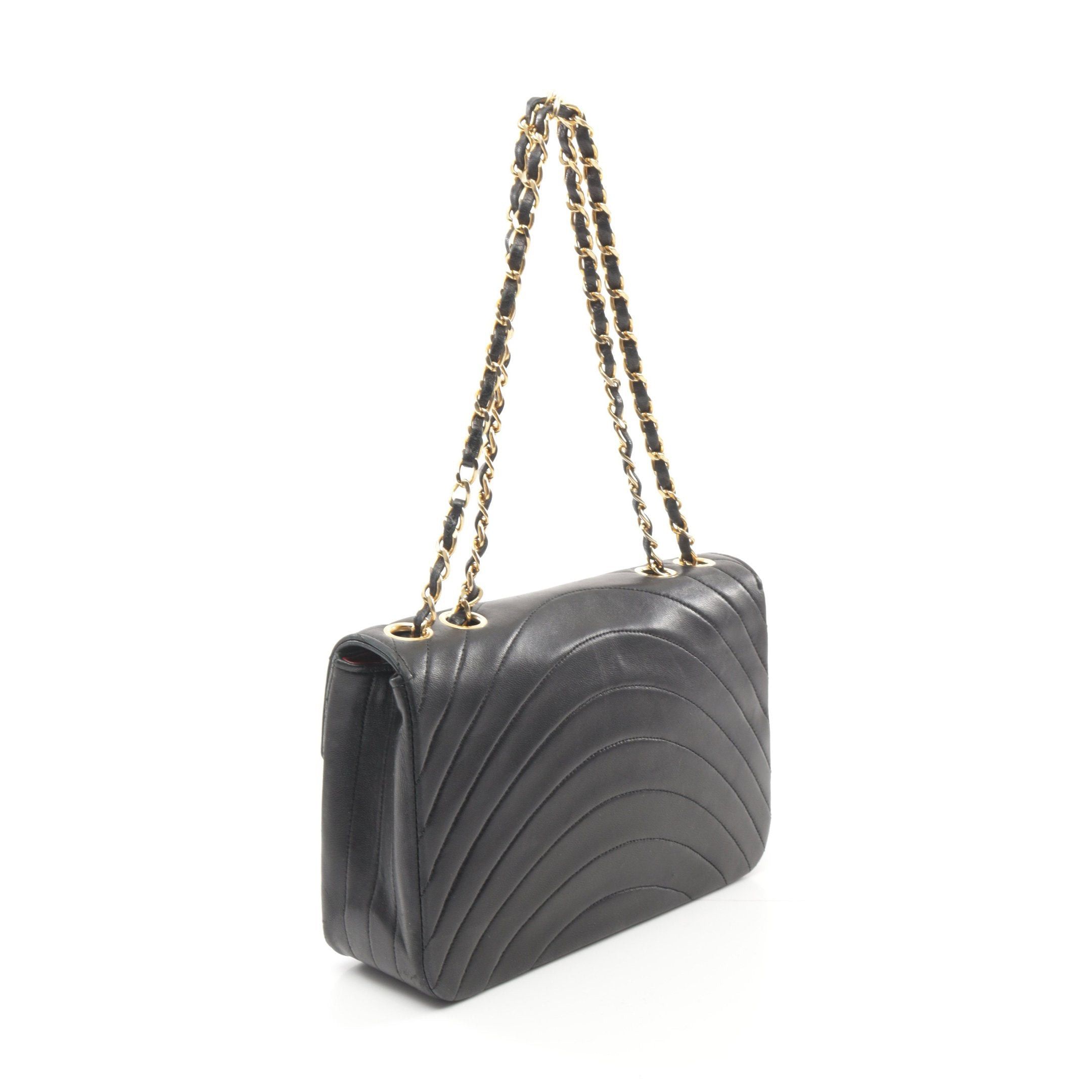 Chanel Chanel Mademoiselle Double Chain Shoulder Bag Lambskin Black Gold Hardware Size ONE SIZE - 2 Thumbnail