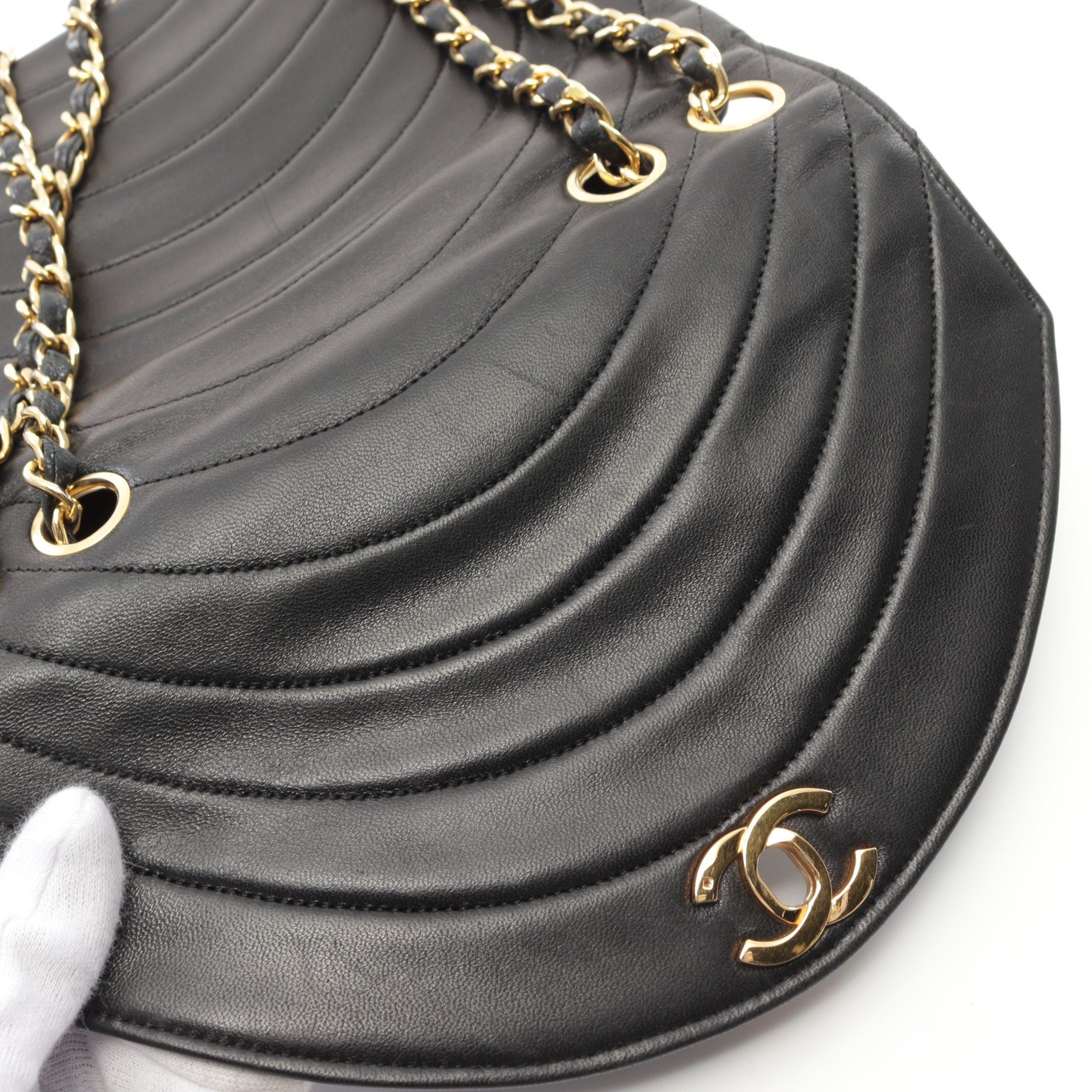 Chanel Chanel Mademoiselle Double Chain Shoulder Bag Lambskin Black Gold Hardware Size ONE SIZE - 8 Thumbnail