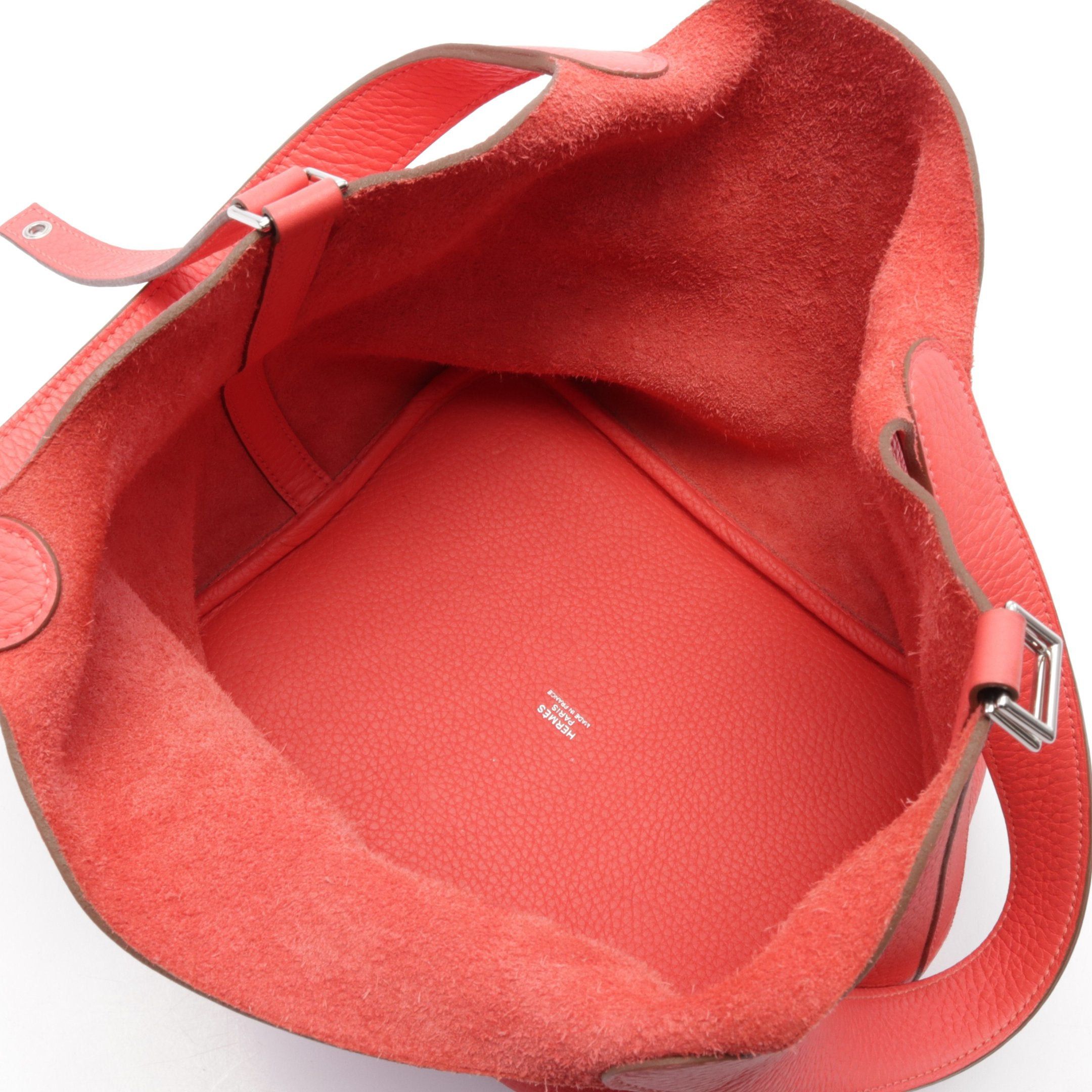 Hermes Hermes Picotan Lock Pm Rouge Pivoine Handbag Clemence Leather Orange Red Silver Hardware □ R Stamp Size ONE SIZE - 3 Thumbnail