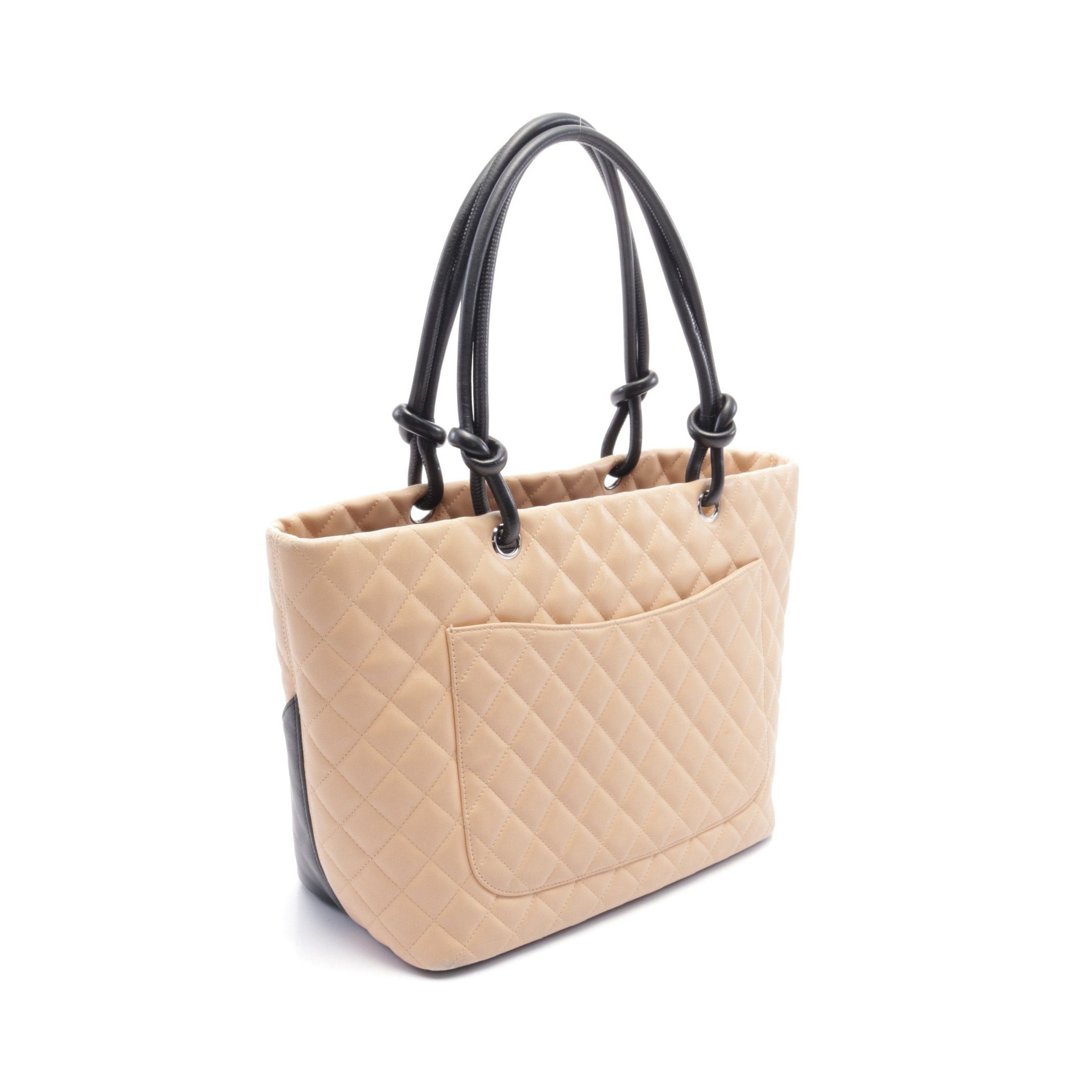 Chanel Chanel Cambon Line Large Shoulder Bag Tote Lambskin Beige Black Silver Hardware Size ONE SIZE - 2 Thumbnail