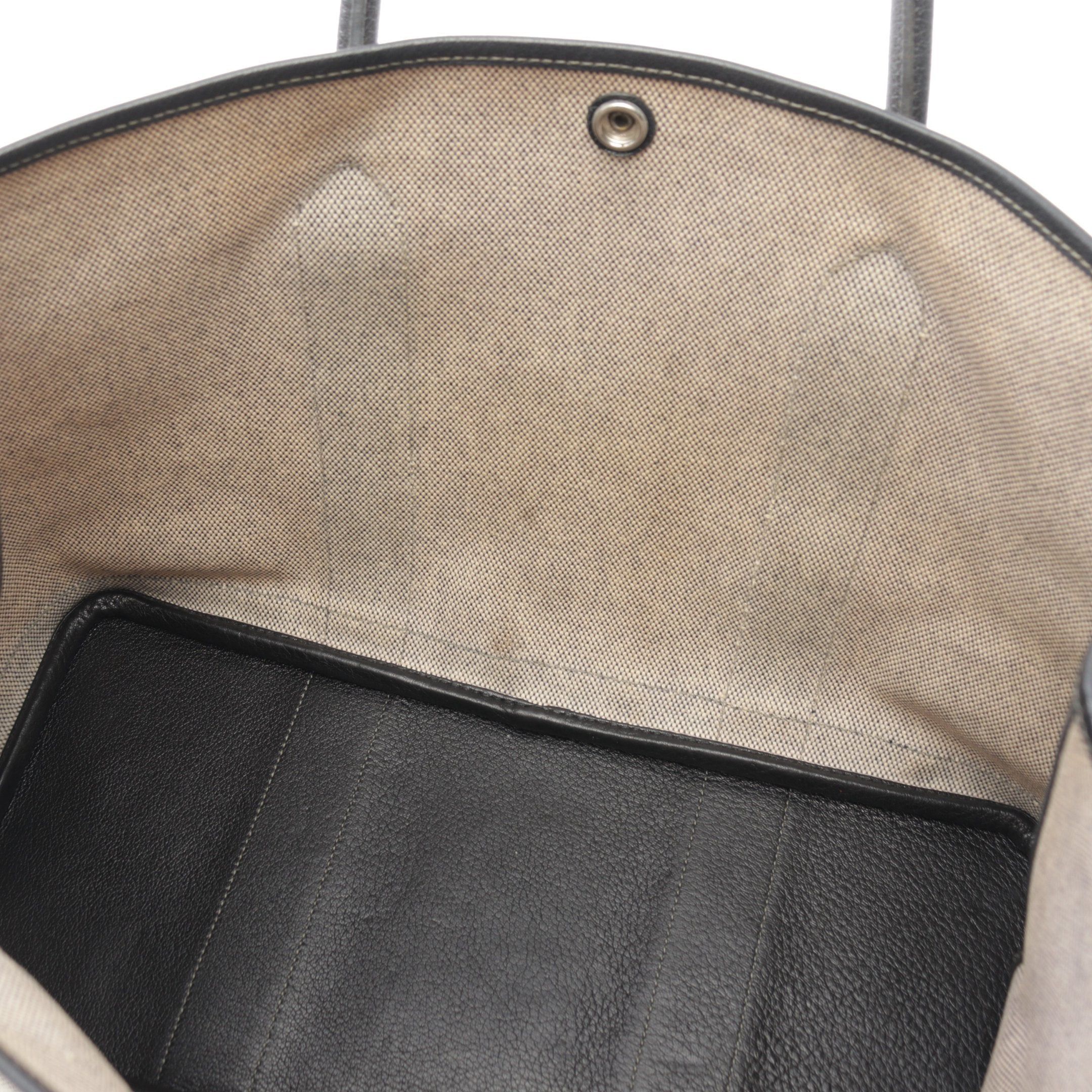 Hermes Hermes Garden Party Pm Natural Handbag Tote Bag Toile Ash Leather Beige Black Silver Hardware □J Carved Stamp Size ONE SIZE - 6 Thumbnail