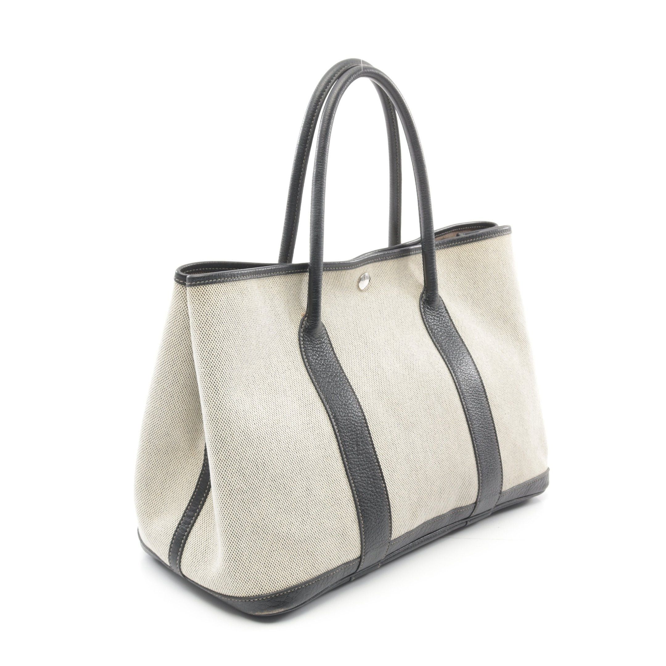 Hermes Hermes Garden Party Pm Natural Handbag Tote Bag Toile Ash Leather Beige Black Silver Hardware □J Carved Stamp Size ONE SIZE - 2 Thumbnail