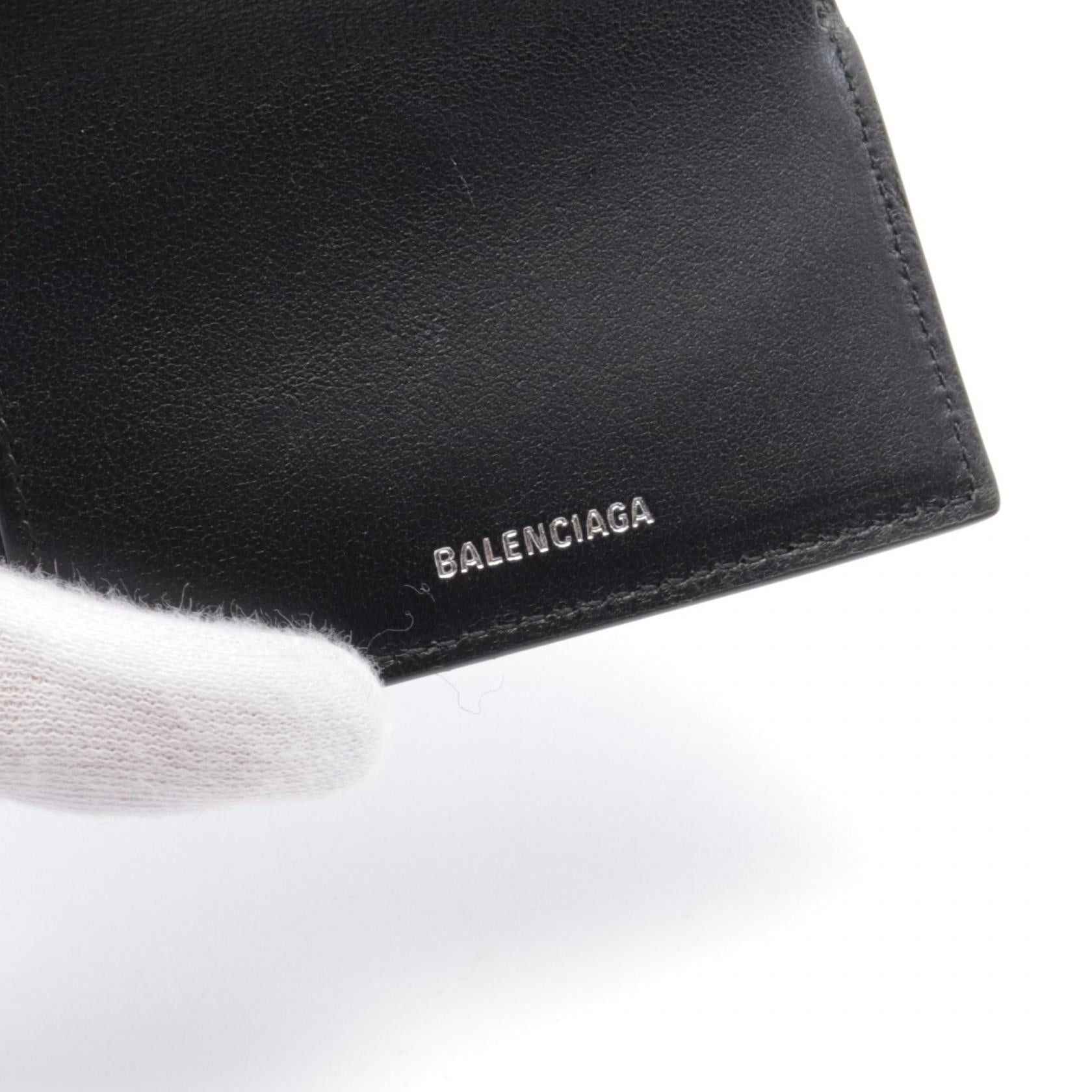 Balenciaga Cag Mini Wallet Trifold Leather Black