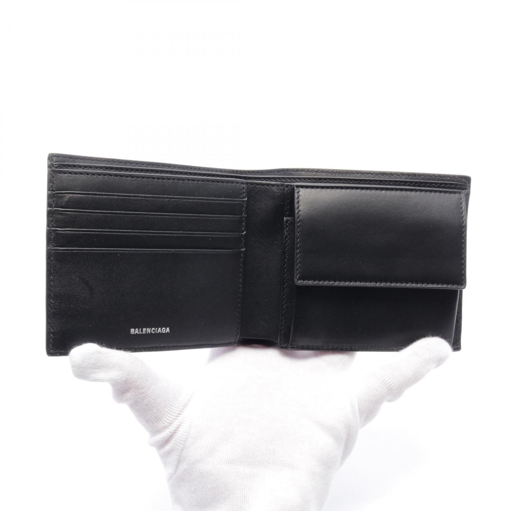 Balenciaga Balenciaga Le Cag Bi-Fold Wallet Leather Black Size ONE SIZE - 3 Thumbnail