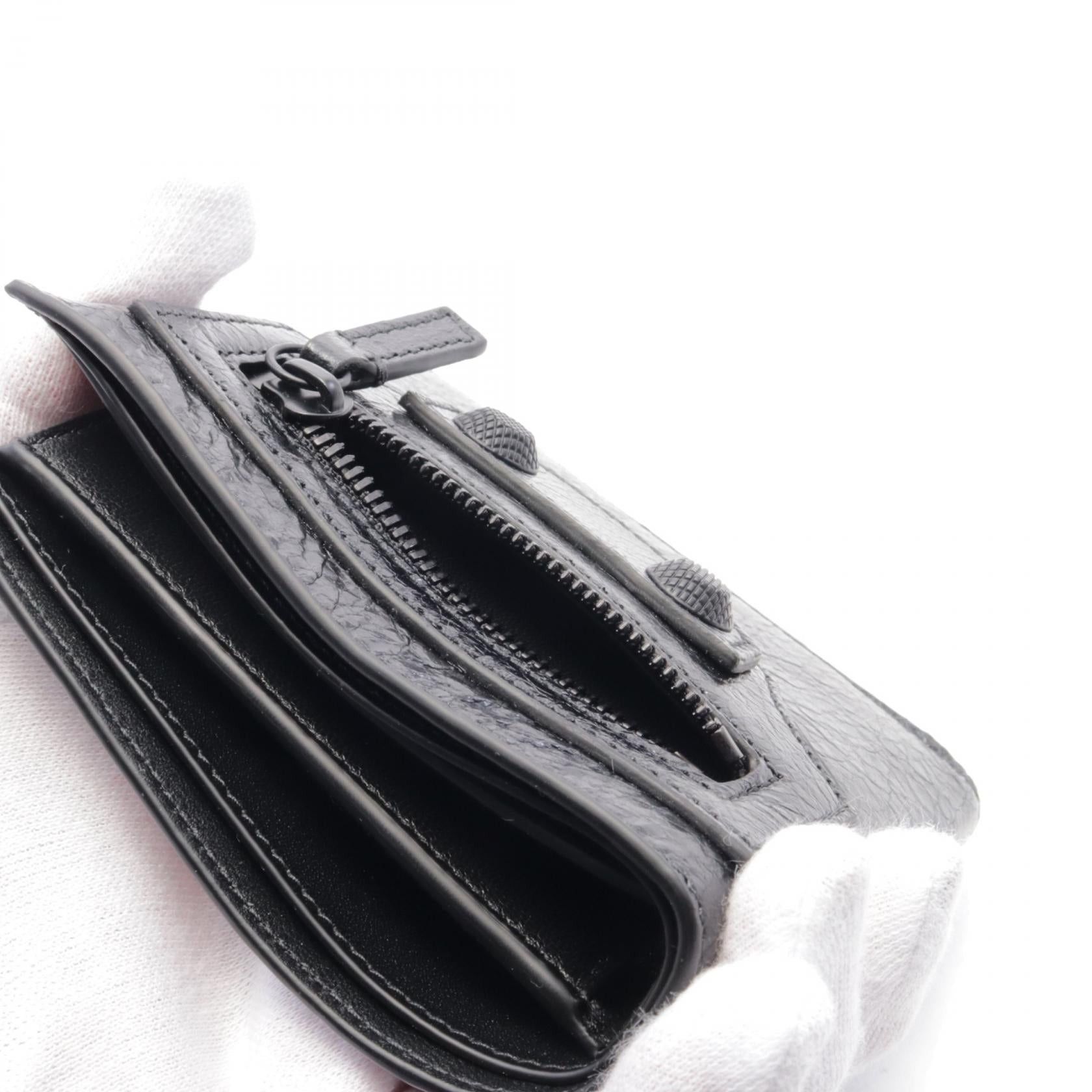 Balenciaga Balenciaga Le Cag Bi-Fold Wallet Leather Black Size ONE SIZE - 6 Thumbnail
