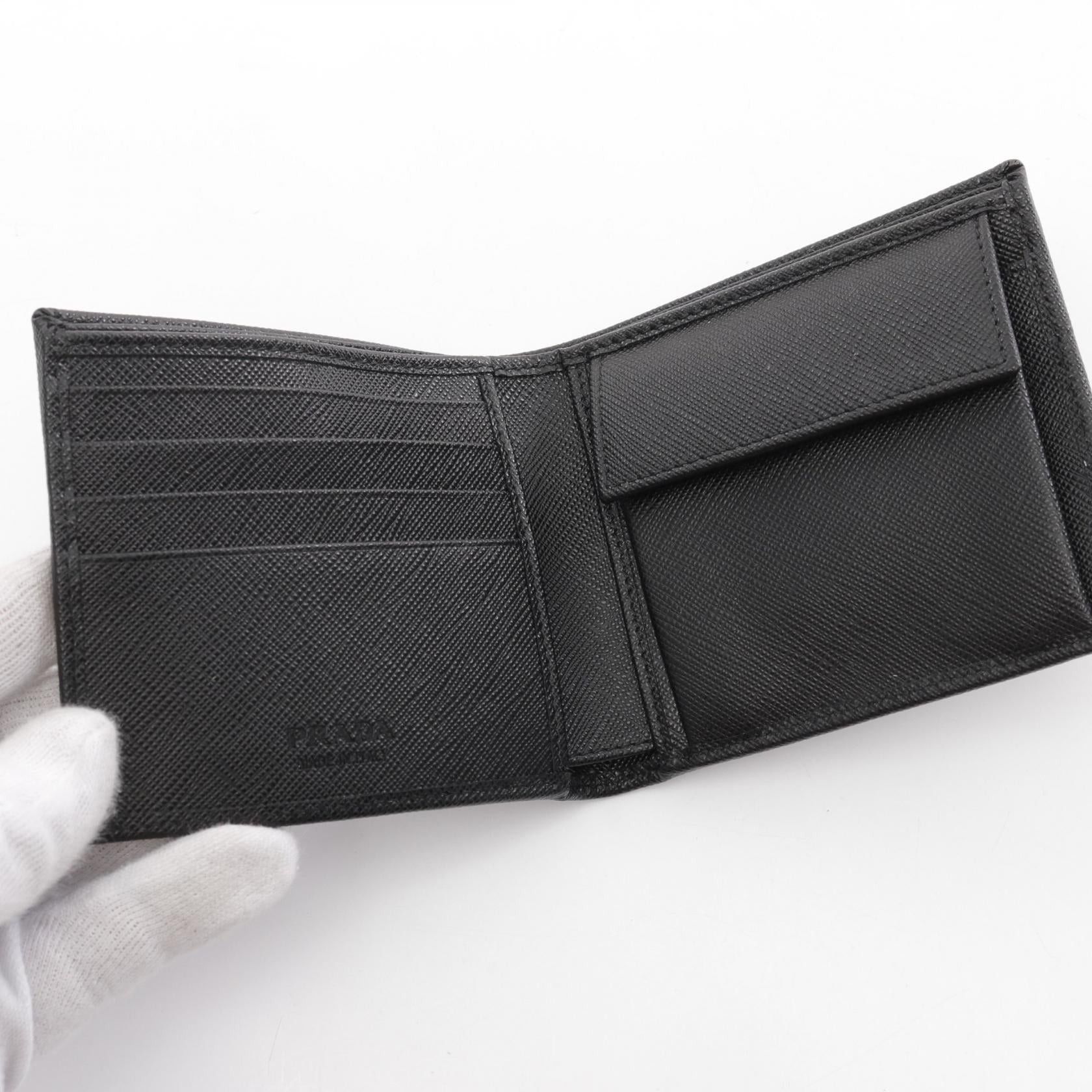 Prada Prada Bi-Fold Wallet Nylon Saffiano Leather Black Size ONE SIZE - 3 Thumbnail