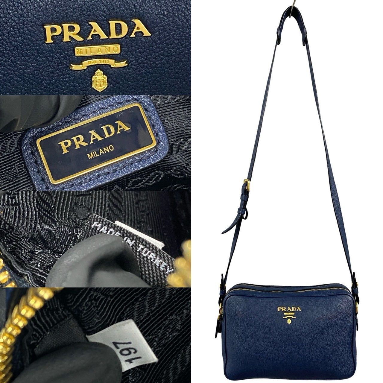 Prada Prada Shoulder Bag Blue Leather Size ONE SIZE - 3 Thumbnail