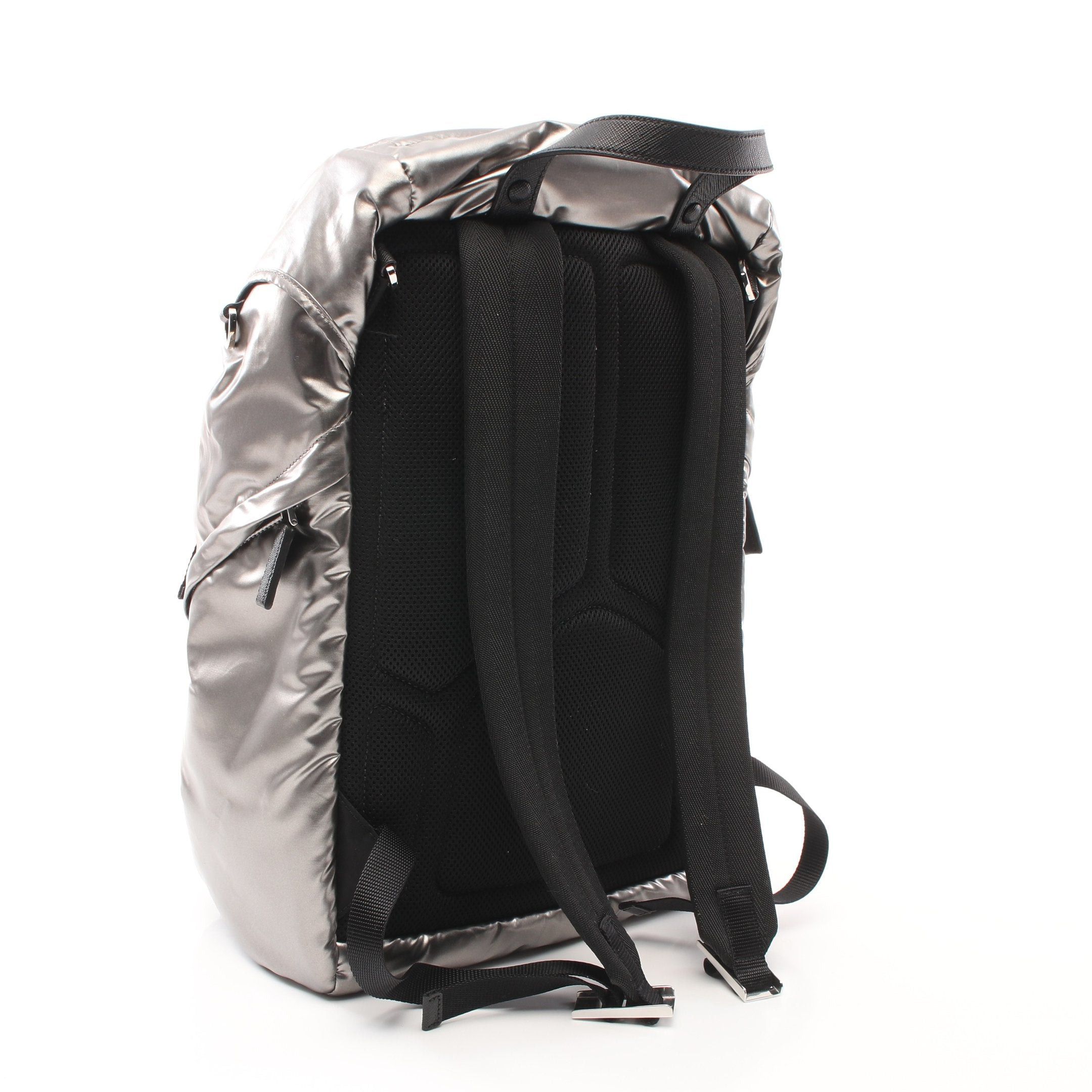 Prada Prada Backpack Rucksack Coated Canvas Saffiano Leather Silver Size ONE SIZE - 2 Thumbnail