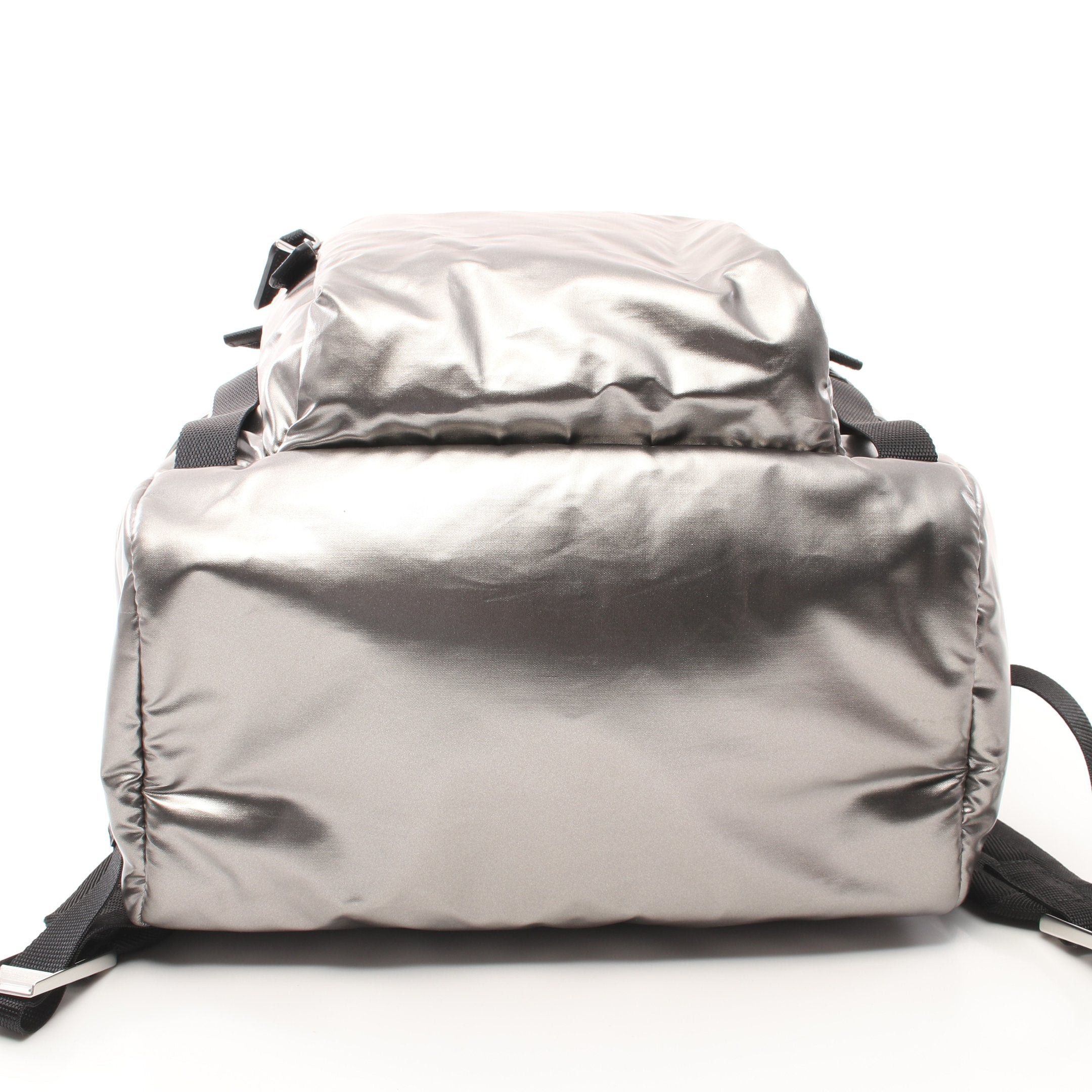 Prada Prada Backpack Rucksack Coated Canvas Saffiano Leather Silver Size ONE SIZE - 14 Thumbnail
