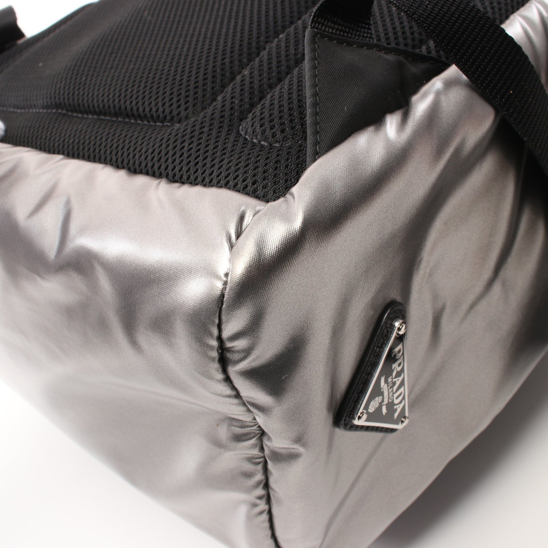 Prada Prada Backpack Rucksack Coated Canvas Saffiano Leather Silver Size ONE SIZE - 6 Thumbnail