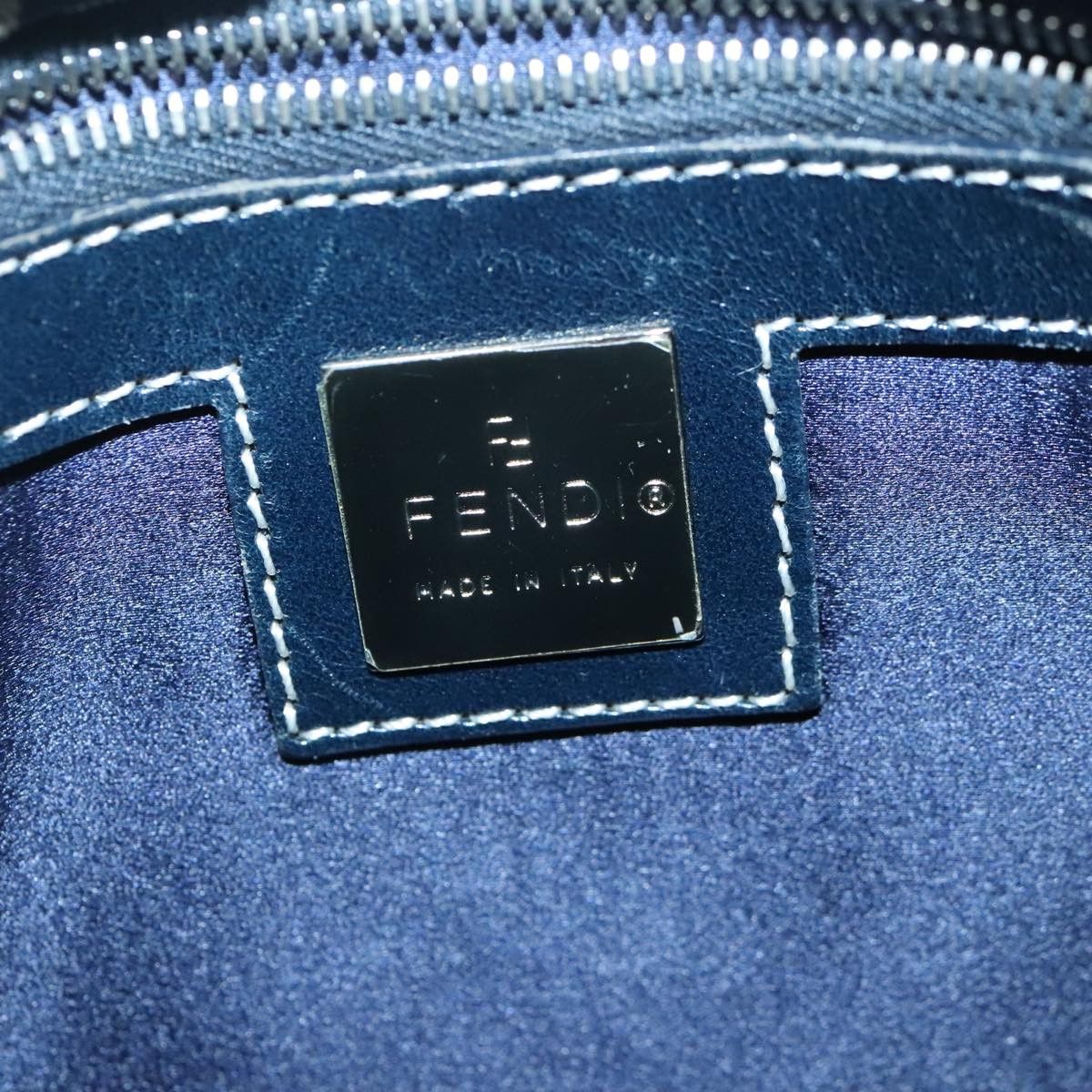 Fendi Zucchino Navy Canvas Shoulder Bag (Pre-Owned) Size ONE SIZE - 18 Thumbnail