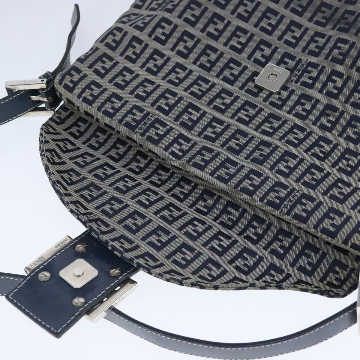 Fendi Zucchino Navy Canvas Shoulder Bag (Pre-Owned) Size ONE SIZE - 14 Thumbnail