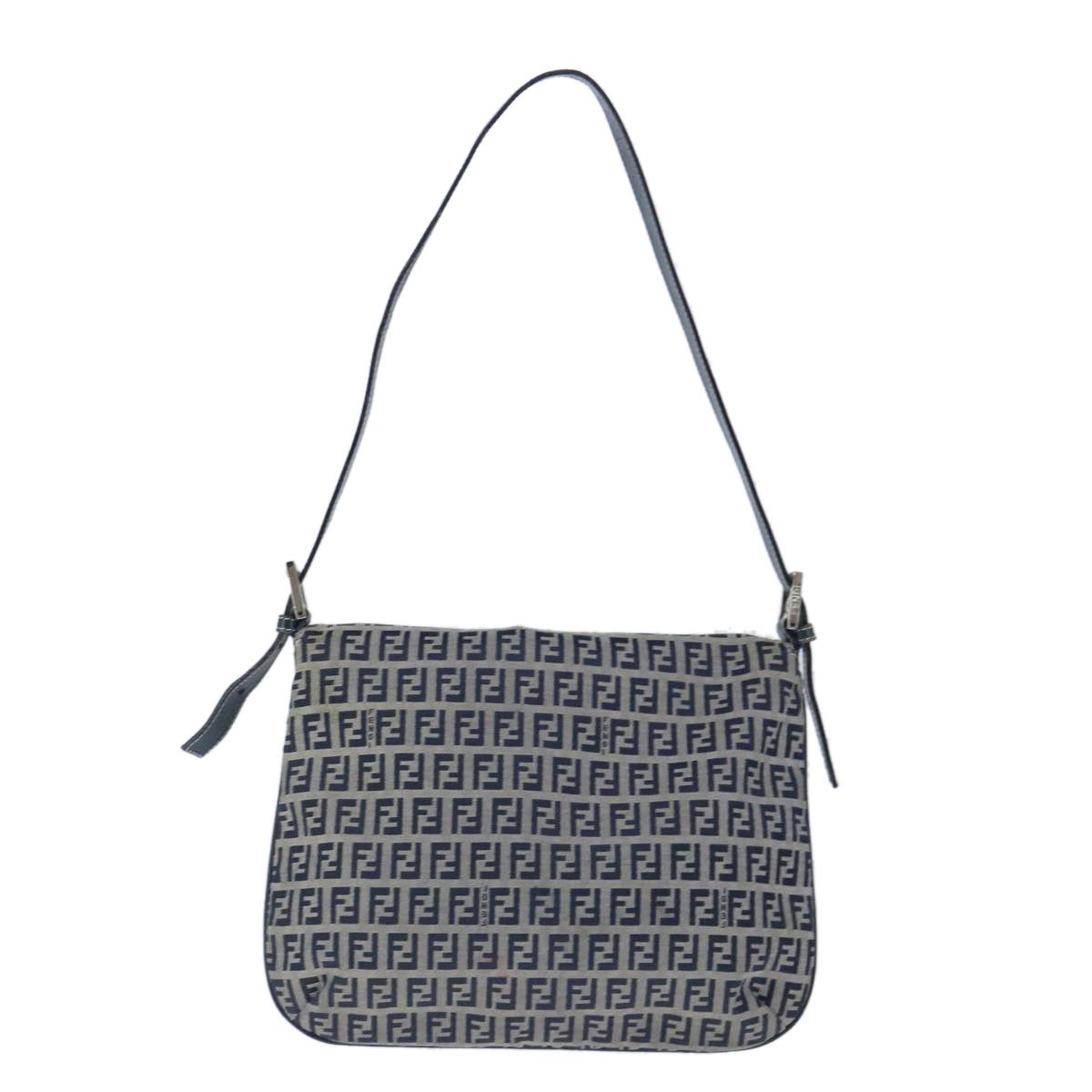 Fendi Zucchino Navy Canvas Shoulder Bag (Pre-Owned) Size ONE SIZE - 2 Thumbnail