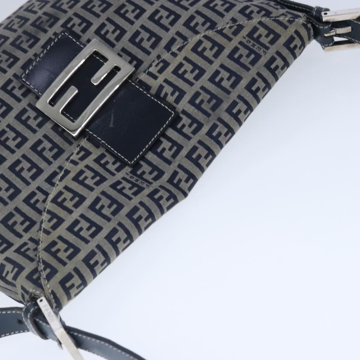 Fendi Zucchino Navy Canvas Shoulder Bag (Pre-Owned) Size ONE SIZE - 13 Thumbnail