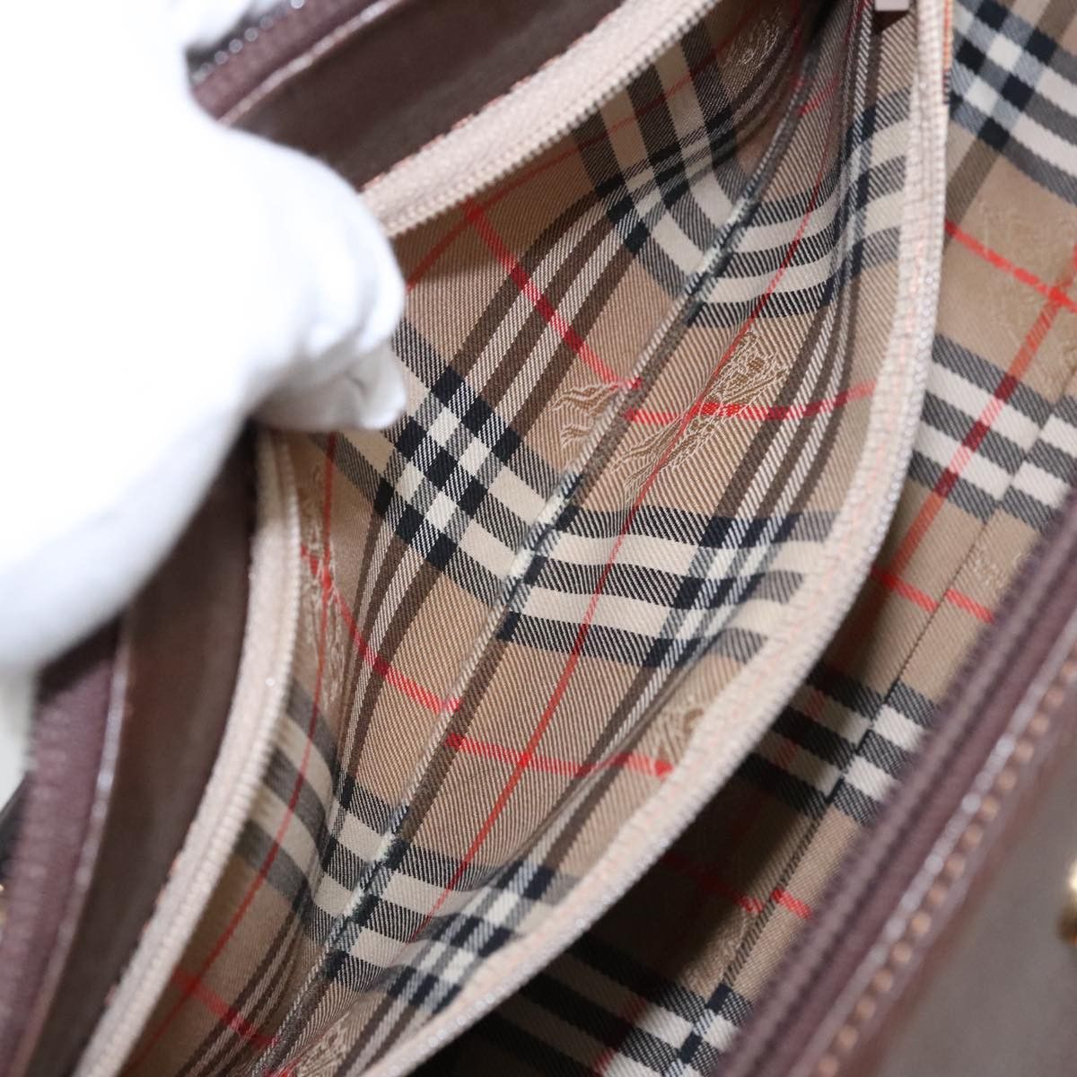 Burberry Nova Check Brown Leather Handbag (Pre-Owned) Size ONE SIZE - 14 Thumbnail