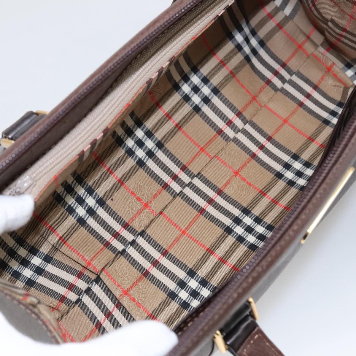 Burberry Nova Check Brown Leather Handbag (Pre-Owned) Size ONE SIZE - 13 Thumbnail