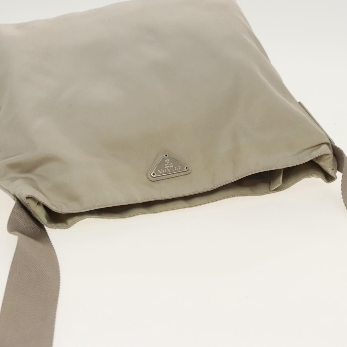 Prada Triangle Logo Beige Polyester Shoulder Bag (Pre-Owned) Size ONE SIZE - 6 Thumbnail