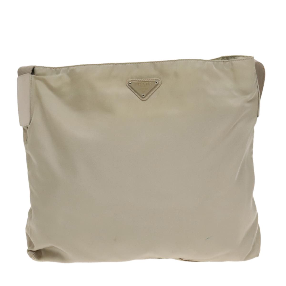 Prada Triangle Logo Beige Polyester Shoulder Bag (Pre-Owned) Size ONE SIZE - 3 Thumbnail