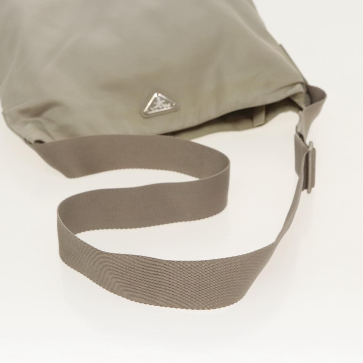 Prada Triangle Logo Beige Polyester Shoulder Bag (Pre-Owned) Size ONE SIZE - 7 Thumbnail