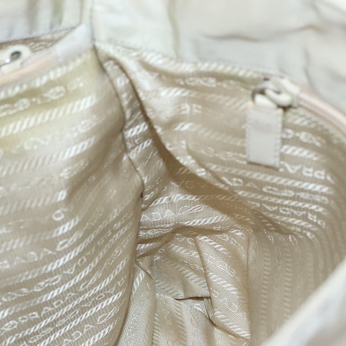 Prada Triangle Logo Beige Polyester Shoulder Bag (Pre-Owned) Size ONE SIZE - 15 Thumbnail
