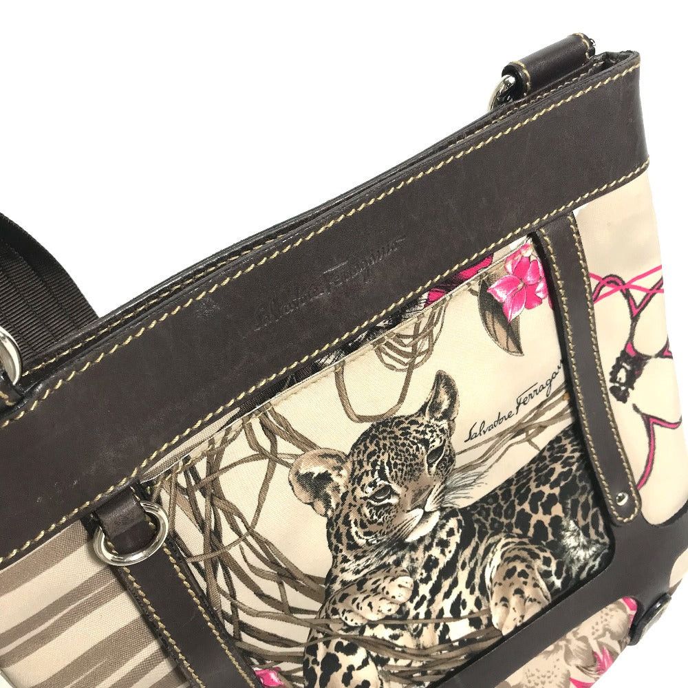 Salvatore Ferragamo Salvatore Ferragamo 6405 Animal Leopard Fur Crossbody Satchel Briefcase Diagonal Hanging (E.G. Of A Rocket) Shawl Shoulder Bag Leather/Nylon Women Brownish Size ONE SIZE - 7 Thumbnail