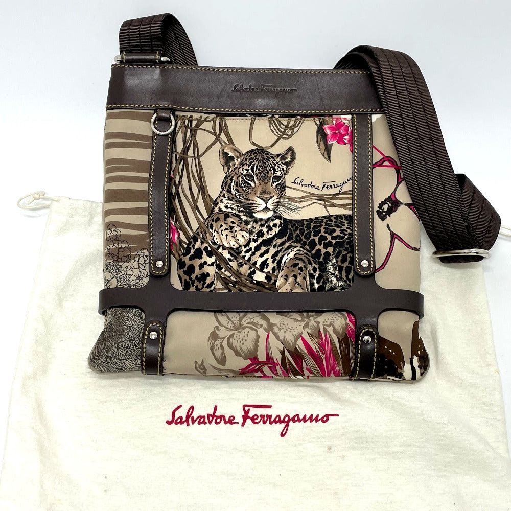 Salvatore Ferragamo Salvatore Ferragamo 6405 Animal Leopard Fur Crossbody Satchel Briefcase Diagonal Hanging (E.G. Of A Rocket) Shawl Shoulder Bag Leather/Nylon Women Brownish Size ONE SIZE - 16 Thumbnail