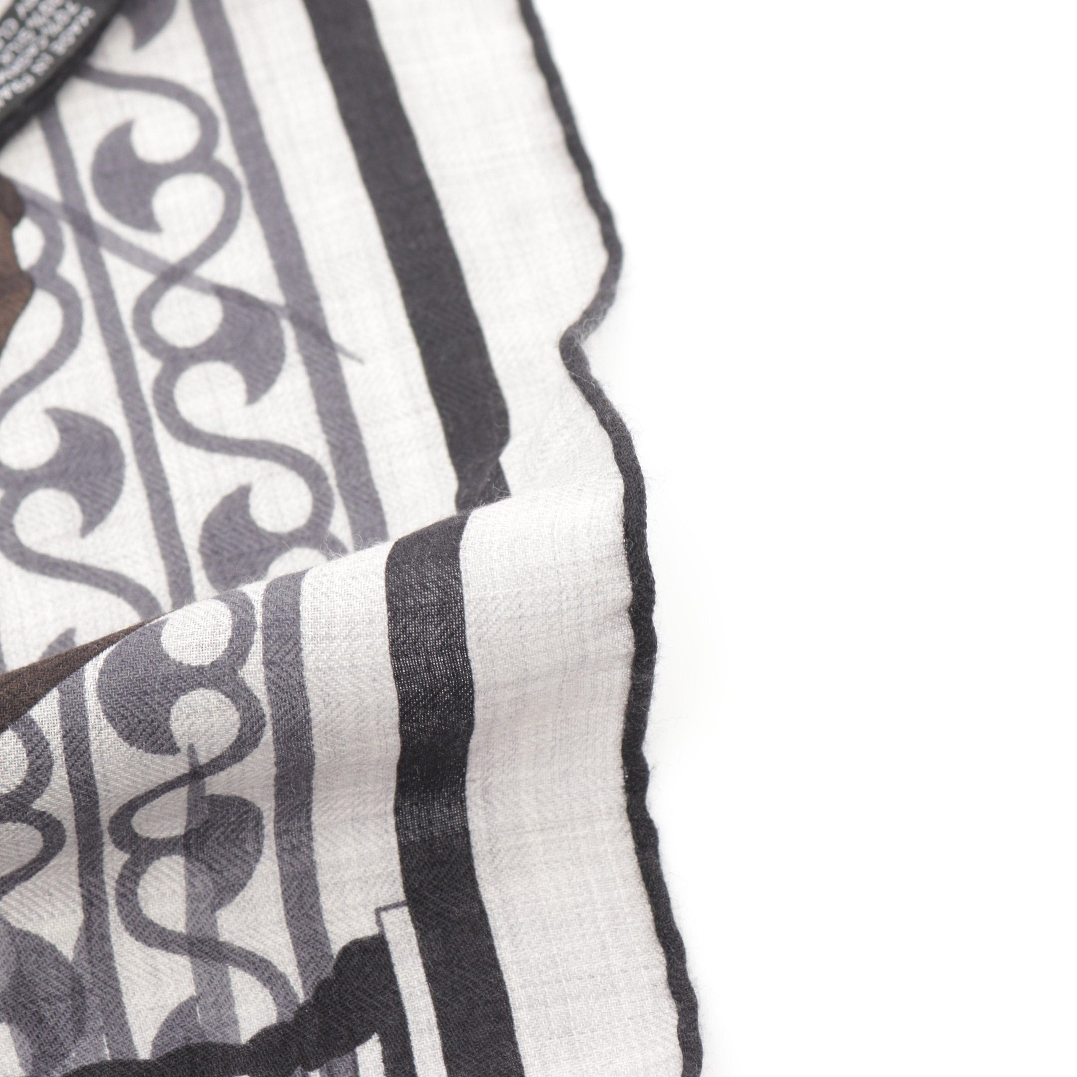 Hermes Hermes Carréjean Carres 140 Scarf Shawl Cashmere Silk Light Gray Multicolor Size ONE SIZE - 5 Thumbnail