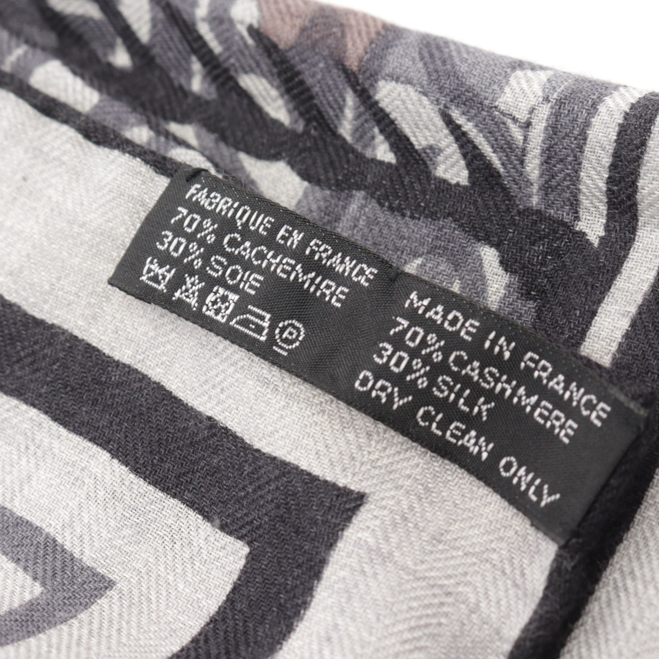 Hermes Hermes Carréjean Carres 140 Scarf Shawl Cashmere Silk Light Gray Multicolor Size ONE SIZE - 3 Thumbnail