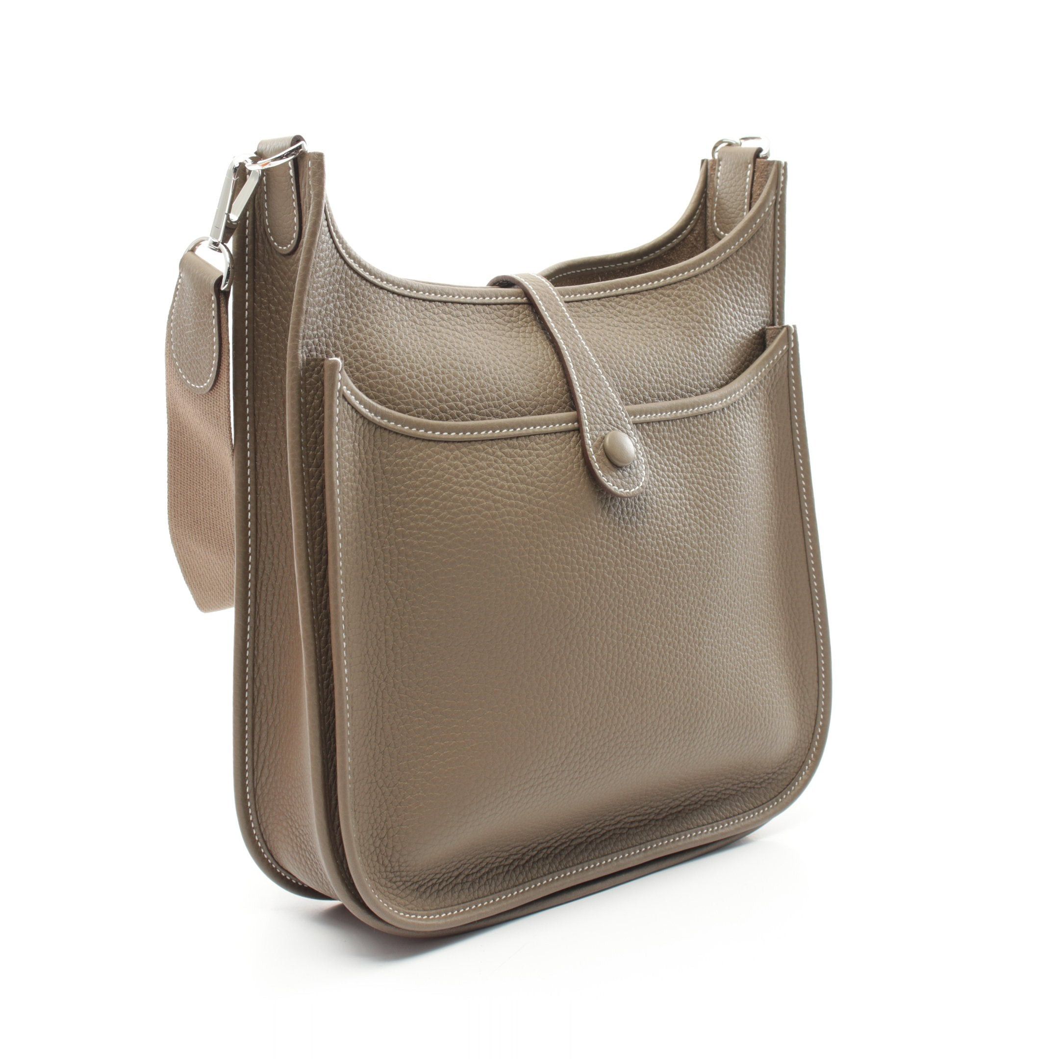Hermes Hermes Evelyn 3 Troyes Pm Etoupe Shoulder Bag Clemence Leather Gray Brown Silver Hardware Double Engraved Size ONE SIZE - 2 Thumbnail