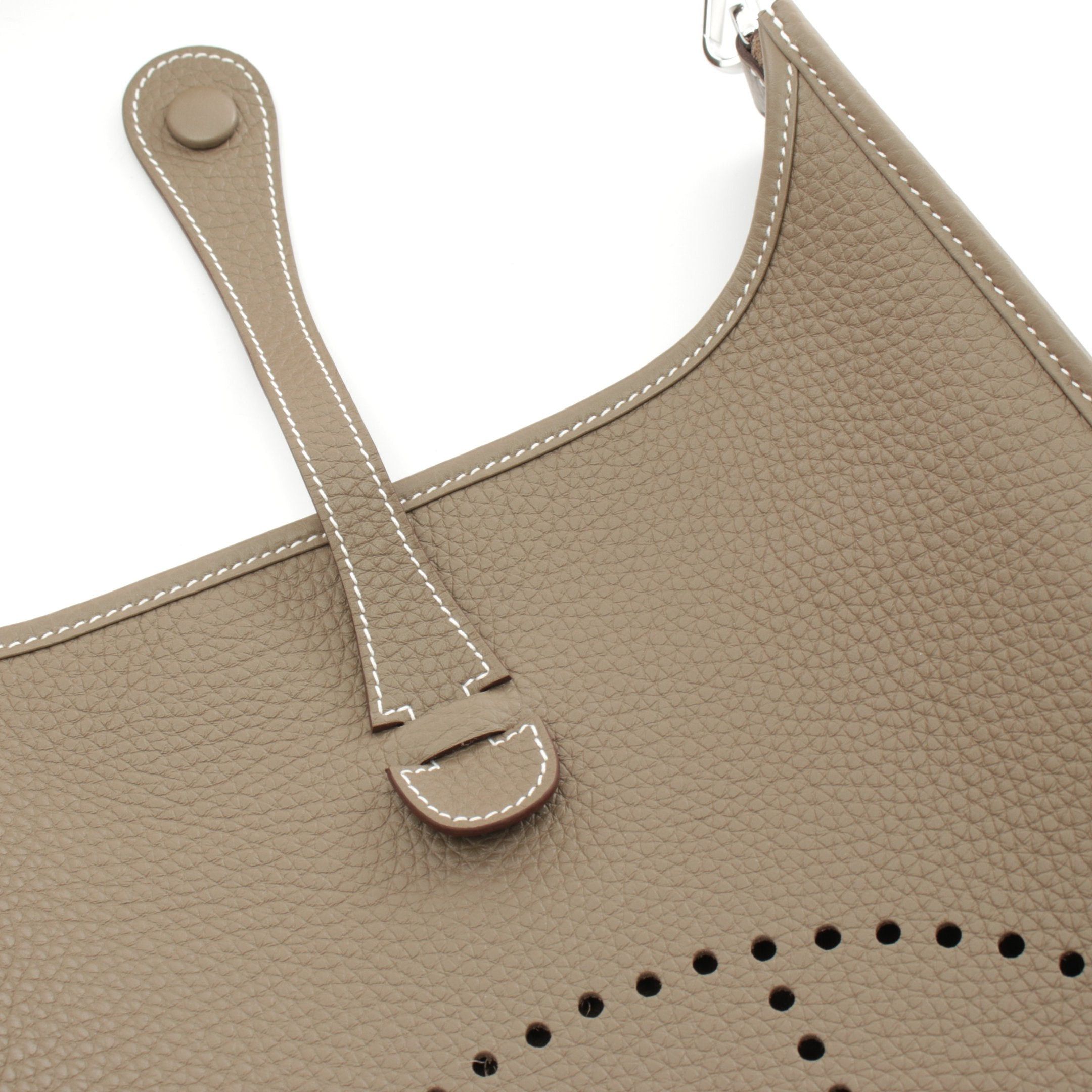 Hermes Hermes Evelyn 3 Troyes Pm Etoupe Shoulder Bag Clemence Leather Gray Brown Silver Hardware Double Engraved Size ONE SIZE - 7 Thumbnail