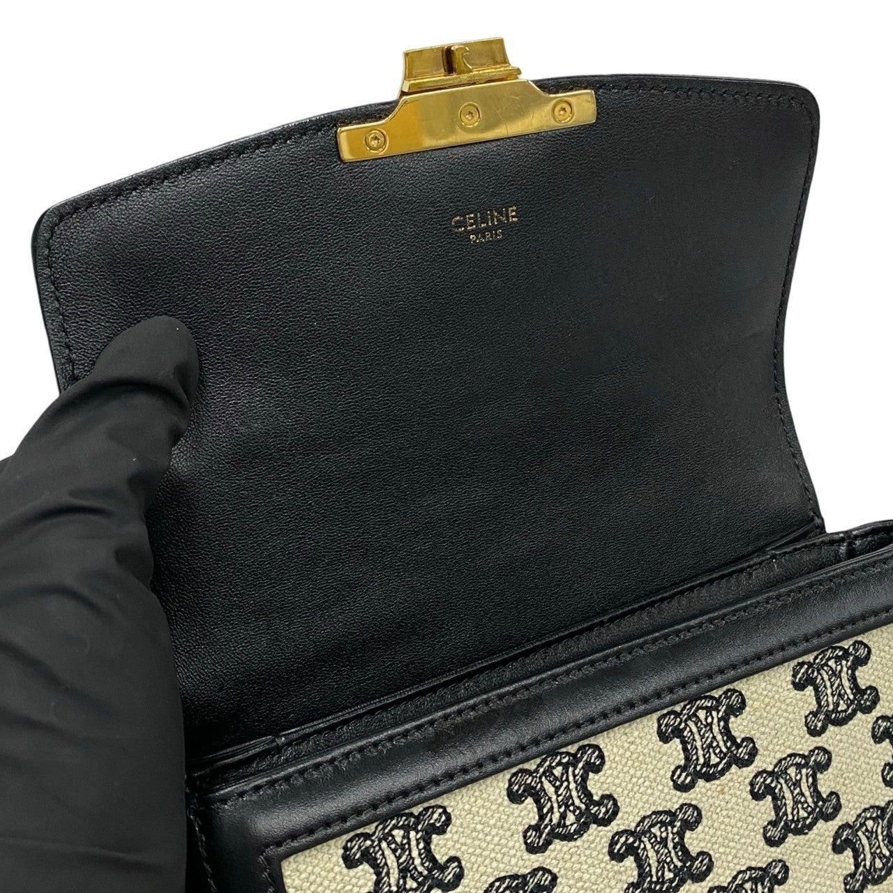 Celine Celine Shoulder Bag Black Cotton Size ONE SIZE - 8 Thumbnail