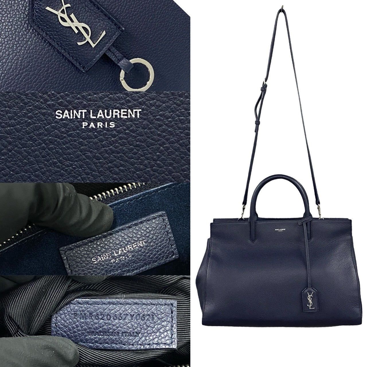 Yves Saint Laurent Yves Saint Laurent Shoulder Bag Blue Leather Size ONE SIZE - 3 Thumbnail