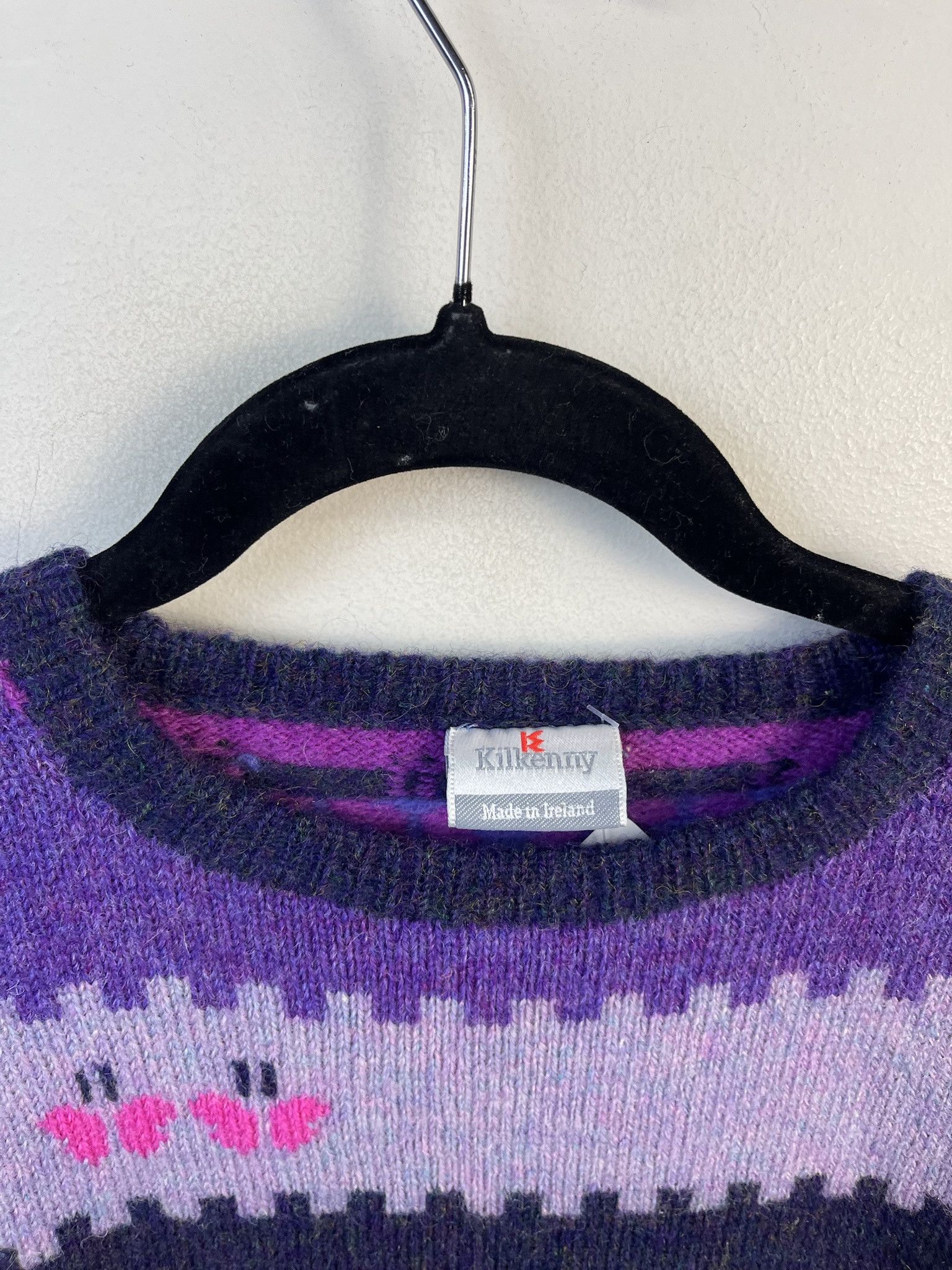 Vintage Vintage Knit Sweater 1990s Thick Knit Kilkenny Purple Butterfly Field Knit Swetaer Size S Size US S / EU 44-46 / 1 - 2 Thumbnail