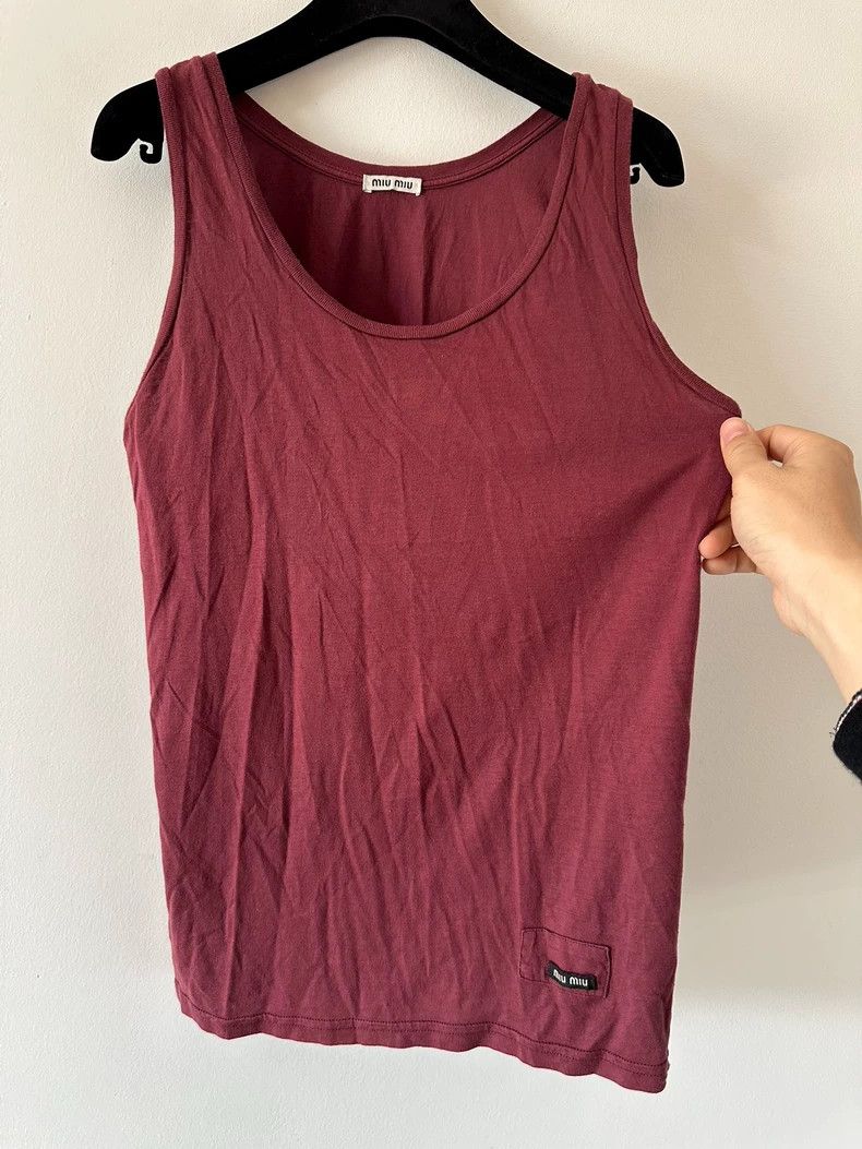 Miu Miu Miumiu Burgundy Women's Lettered Logo Vest Size US XS / EU 42 / 0 - 3 Thumbnail