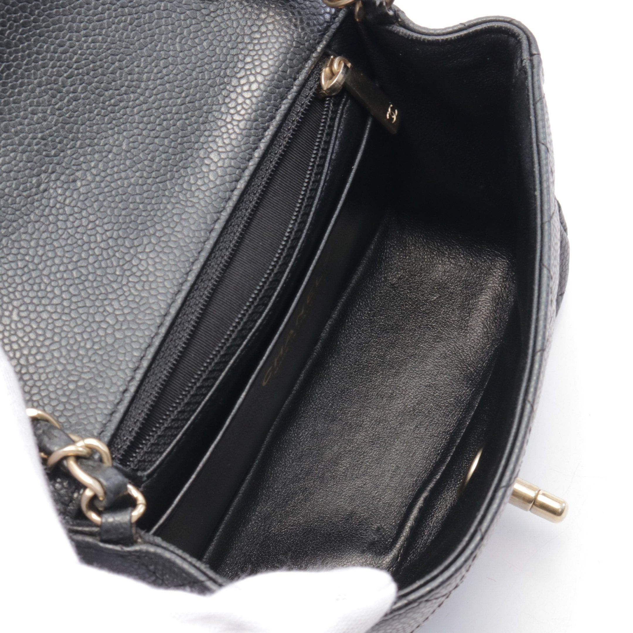 Chanel Chanel Mini Matelasse Chain Shoulder Bag Caviar Skin Black Gold Hardware Size ONE SIZE - 3 Thumbnail