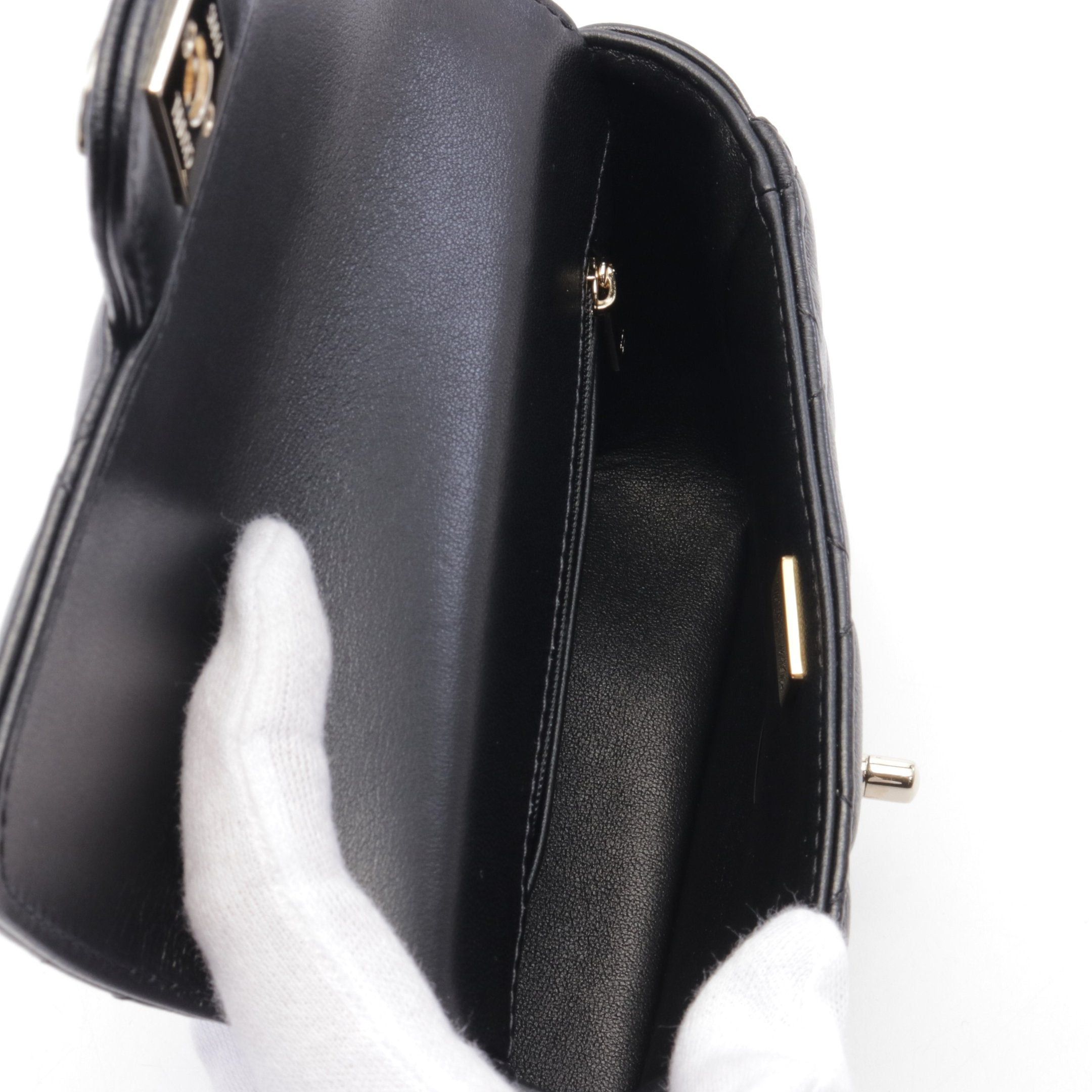 Chanel Chanel Mini Matelasse Top Handle Shoulder Bag Leather Black Gold Hardware Size ONE SIZE - 3 Thumbnail