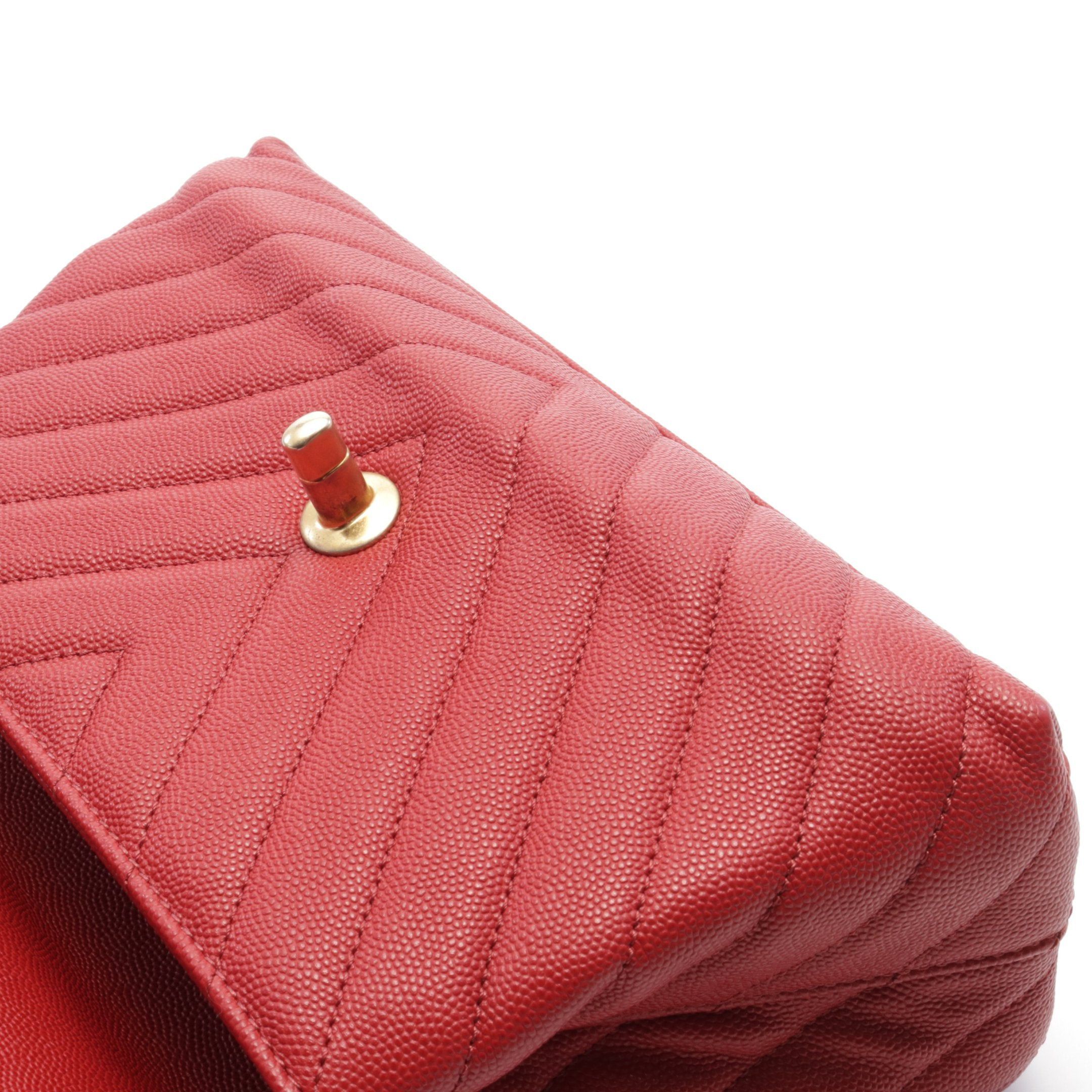 Chanel Chanel Coco Handle Flap Matelasse Handbag Caviar Skin Red Gold Hardware Size ONE SIZE - 6 Thumbnail