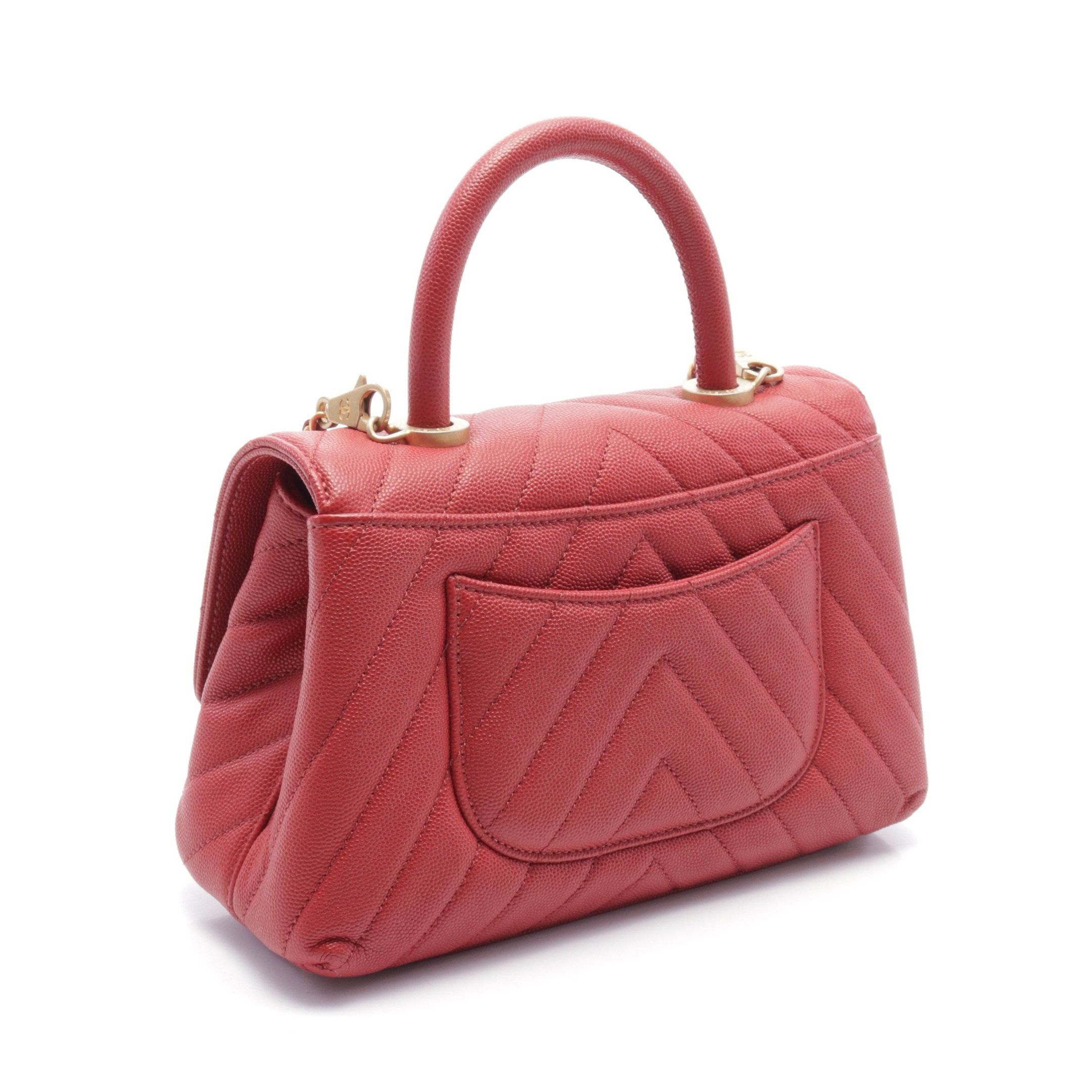 Chanel Chanel Coco Handle Flap Matelasse Handbag Caviar Skin Red Gold Hardware Size ONE SIZE - 2 Thumbnail