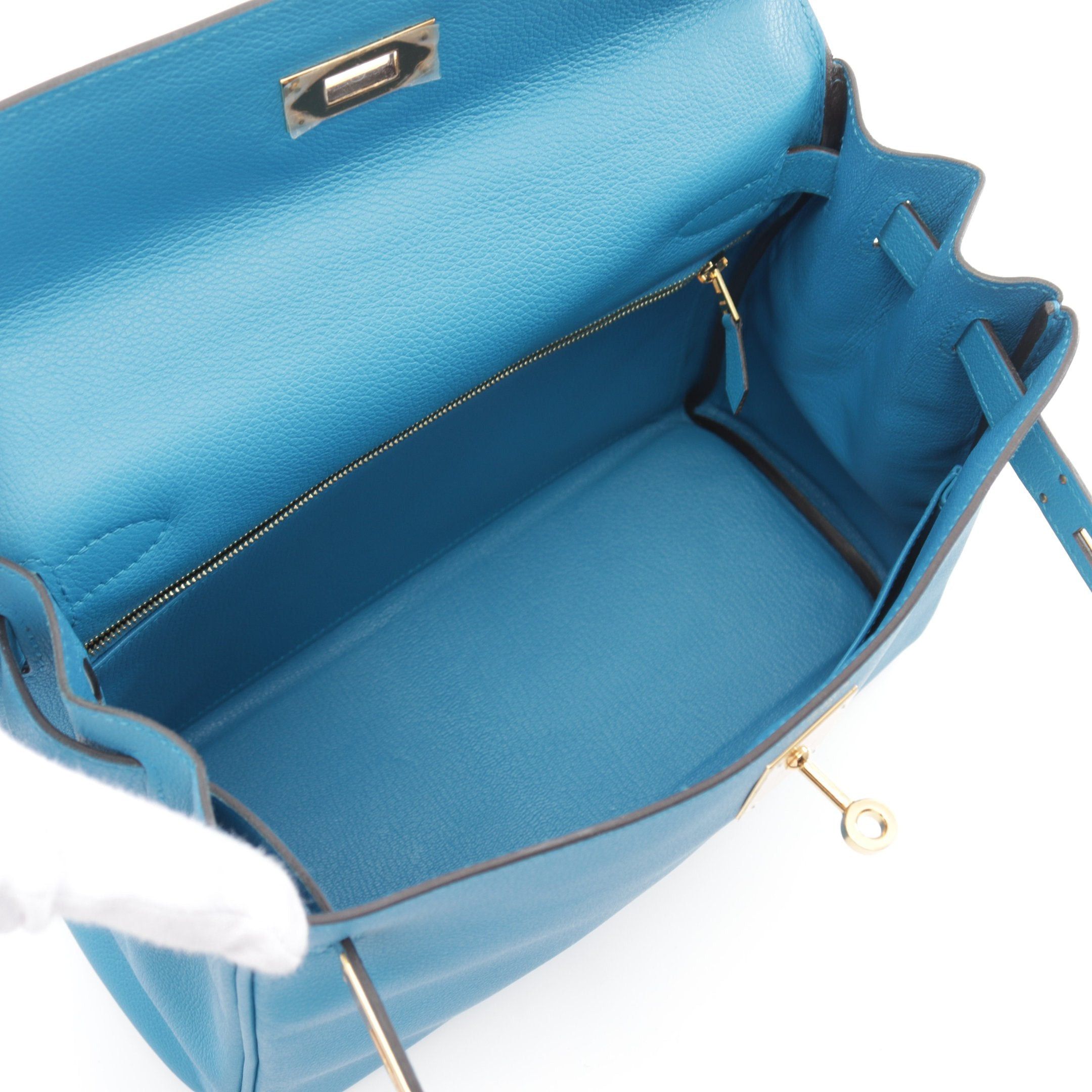 Hermes Hermes Kelly28 Blue Zanzibar Handbag Leather Gold Hardware Inner Stitch A Stamp Size ONE SIZE - 3 Thumbnail