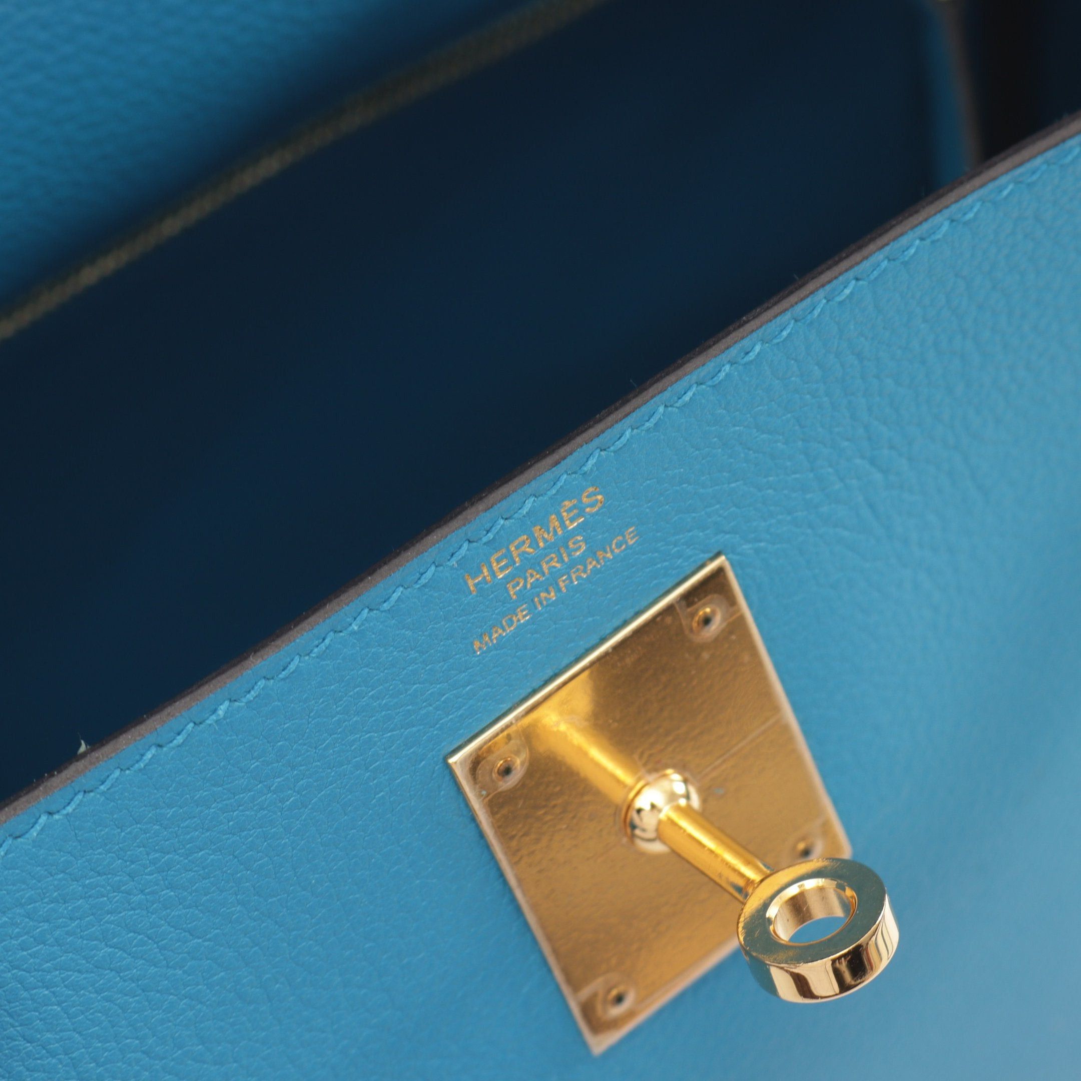 Hermes Hermes Kelly28 Blue Zanzibar Handbag Leather Gold Hardware Inner Stitch A Stamp Size ONE SIZE - 4 Thumbnail