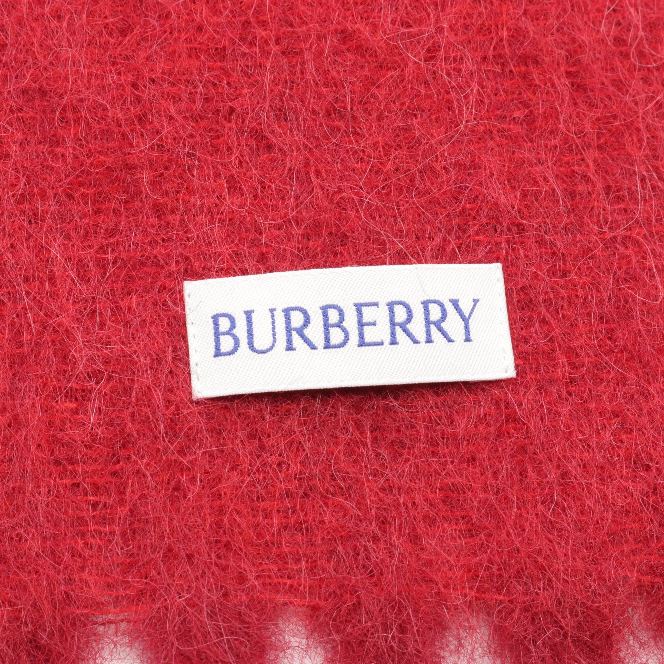 Burberry Burberry Scarf Logo Polyamide Alpaca Wool Mohair Red Size ONE SIZE - 2 Thumbnail