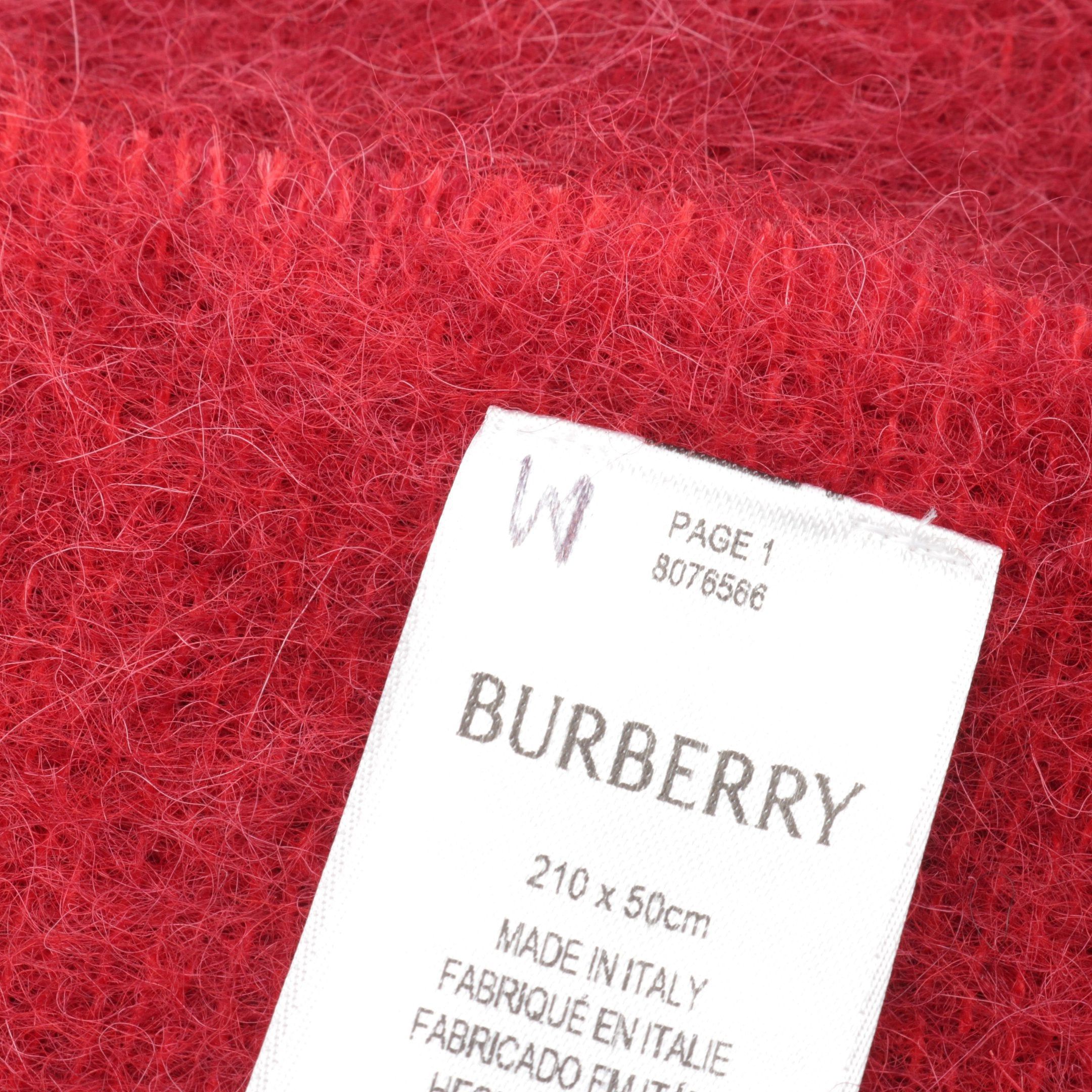 Burberry Burberry Scarf Logo Polyamide Alpaca Wool Mohair Red Size ONE SIZE - 5 Thumbnail
