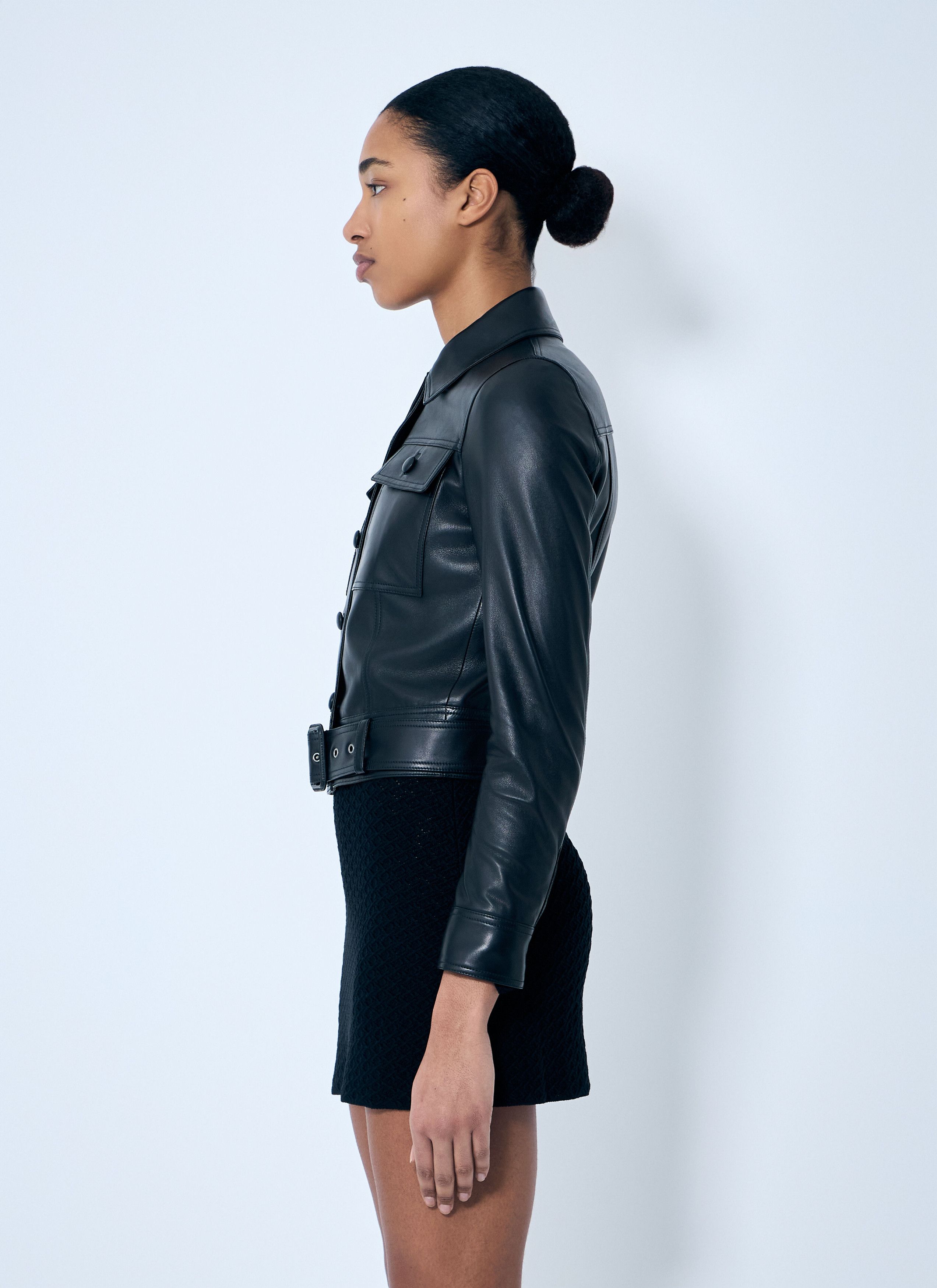 Saint Laurent Paris Cropped Leather Jacket Size XS / US 0-2 / IT 36-38 - 3 Thumbnail