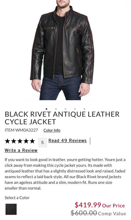 Black rivet antique outlet leather cycle jacket