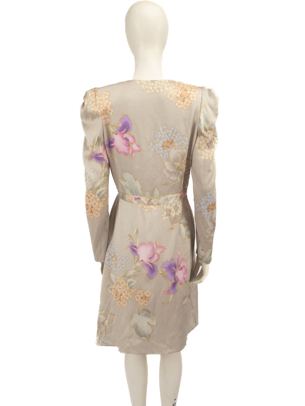 Floral Silk Knee Length Wrap Dress