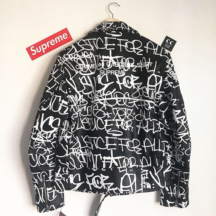 Supreme Comme des Garcons Schott Painted Perfecto Leather Jacket