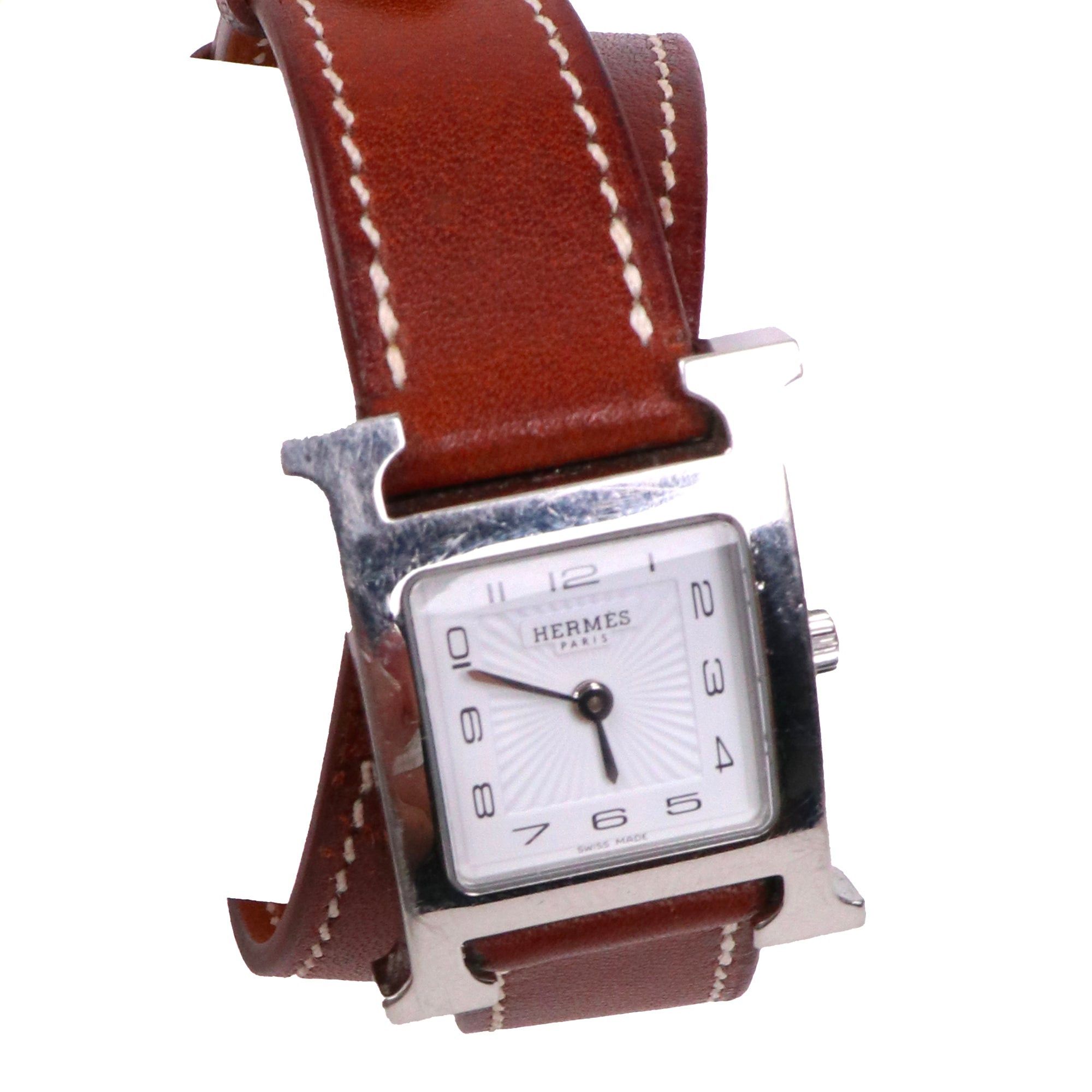 Hermes HERMÈS - Heure H Hermès mini model watch in brown leather Size ONE SIZE - 3 Thumbnail
