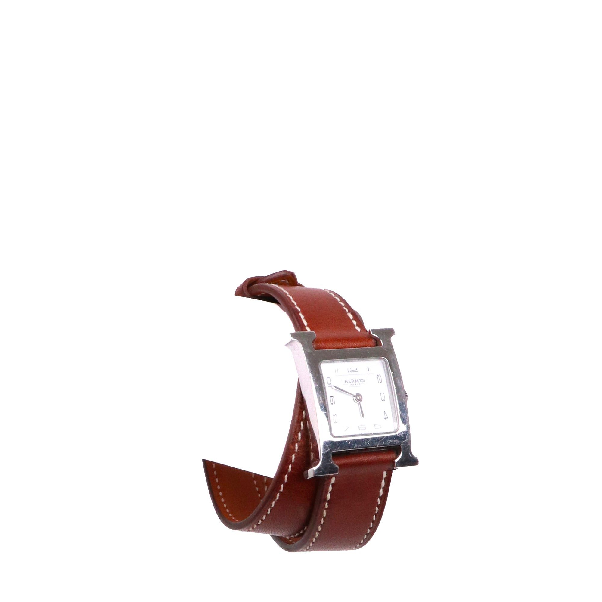 Hermes HERMÈS - Heure H Hermès mini model watch in brown leather Size ONE SIZE - 2 Thumbnail