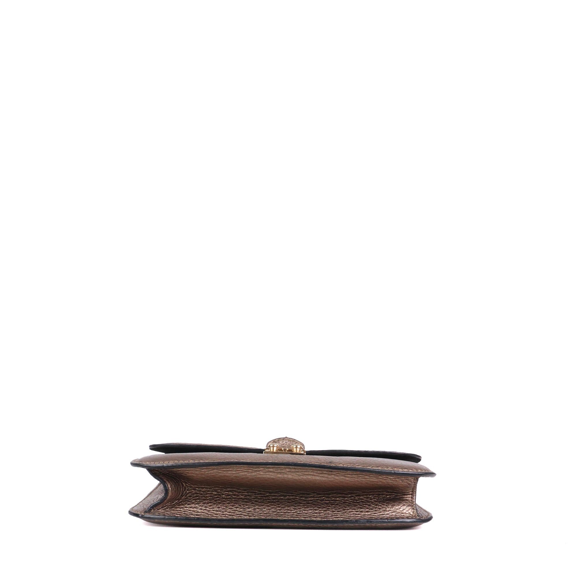 Valentino VALENTINO - Valentino Glam Lock shoulder bag in metallic gold grained leather Size ONE SIZE - 4 Thumbnail